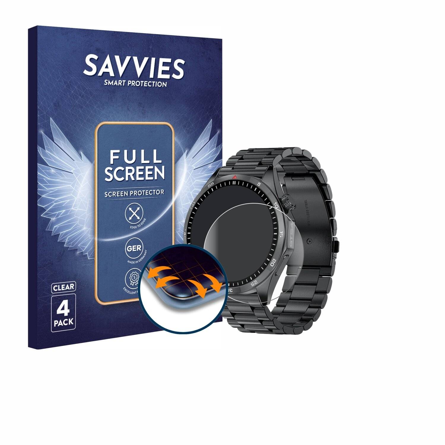 4x Savvies Full-Screen Folie für Lemfo GTS4