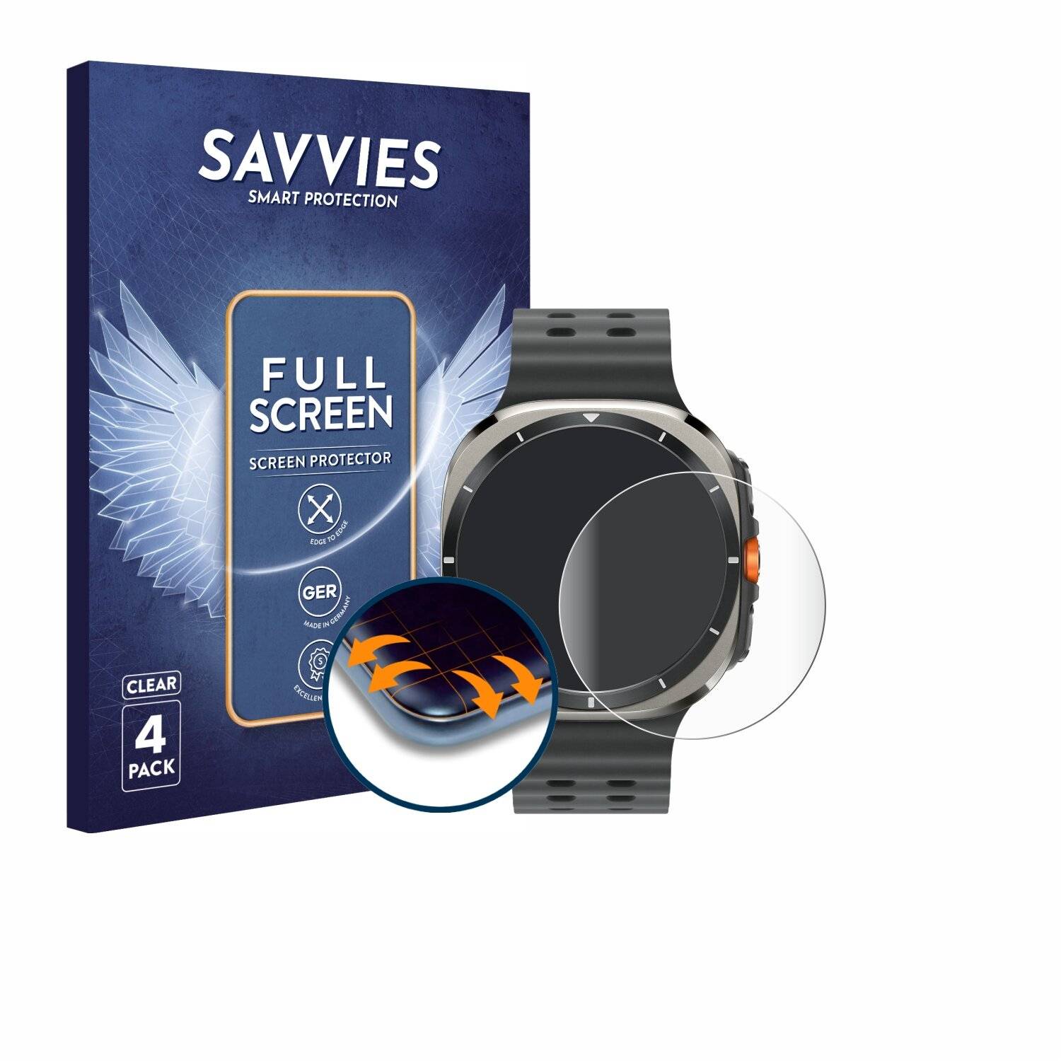 4x Savvies Full-Screen Folie für Samsung Galaxy Watch Ultra (47