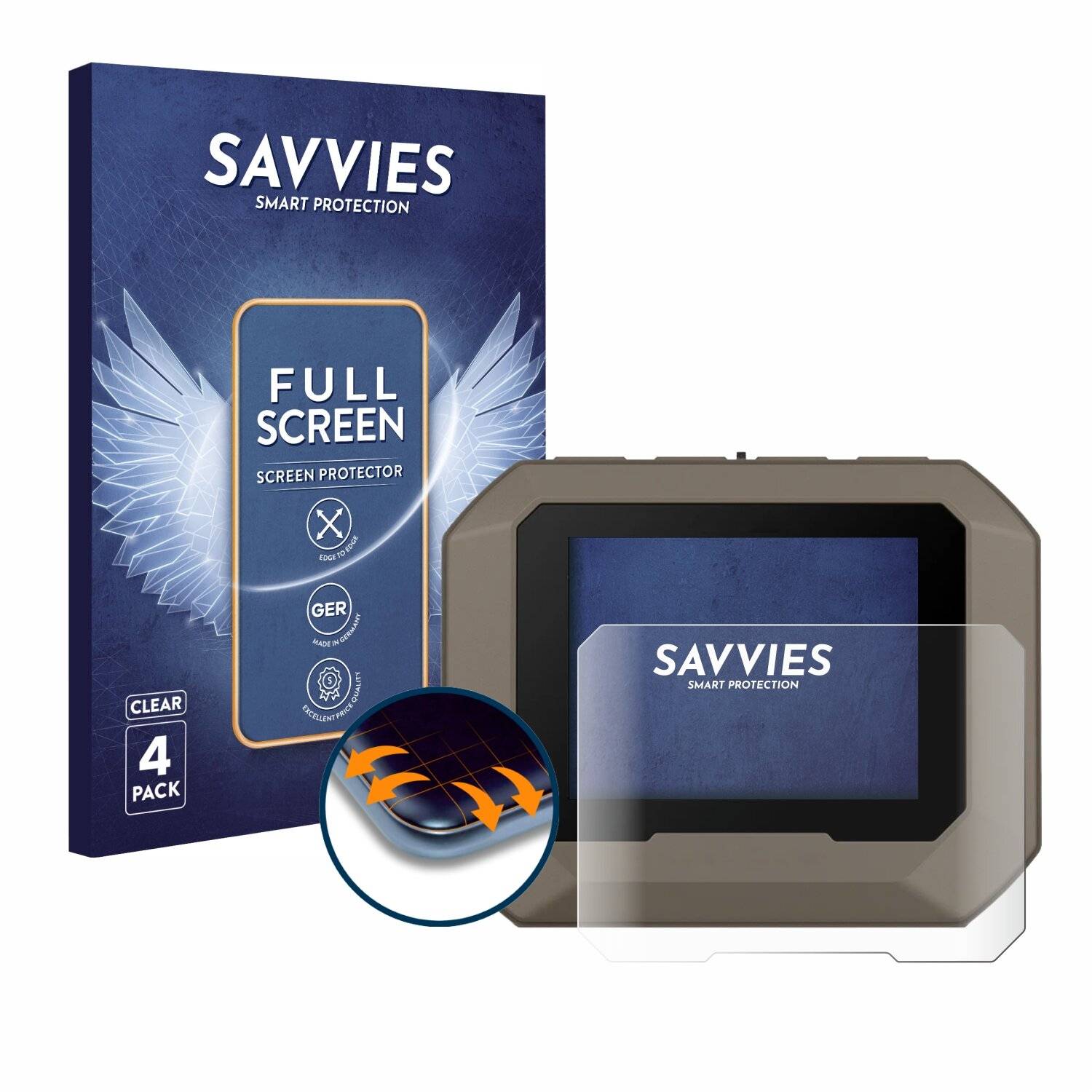 4x Savvies Full-Screen Folie für Garmin Xero C1