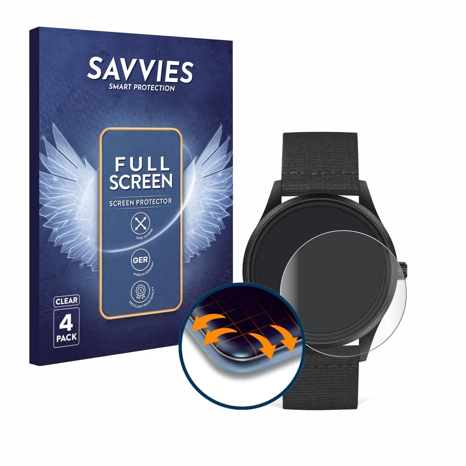 4x Savvies Full-Screen Folie für Ice-Watch ICE Solar