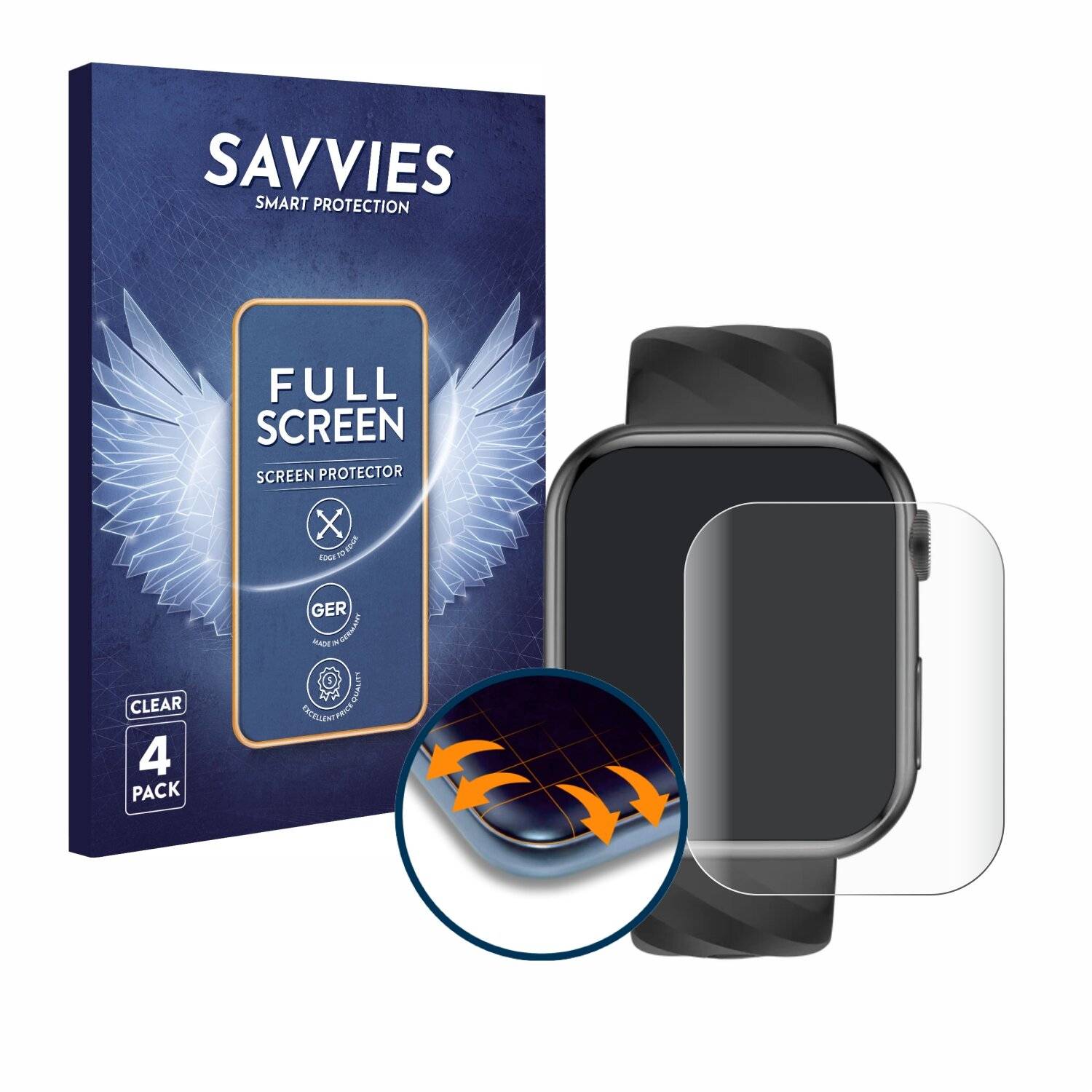 4x Savvies Full-Screen Folie für Rogbid Rowatch