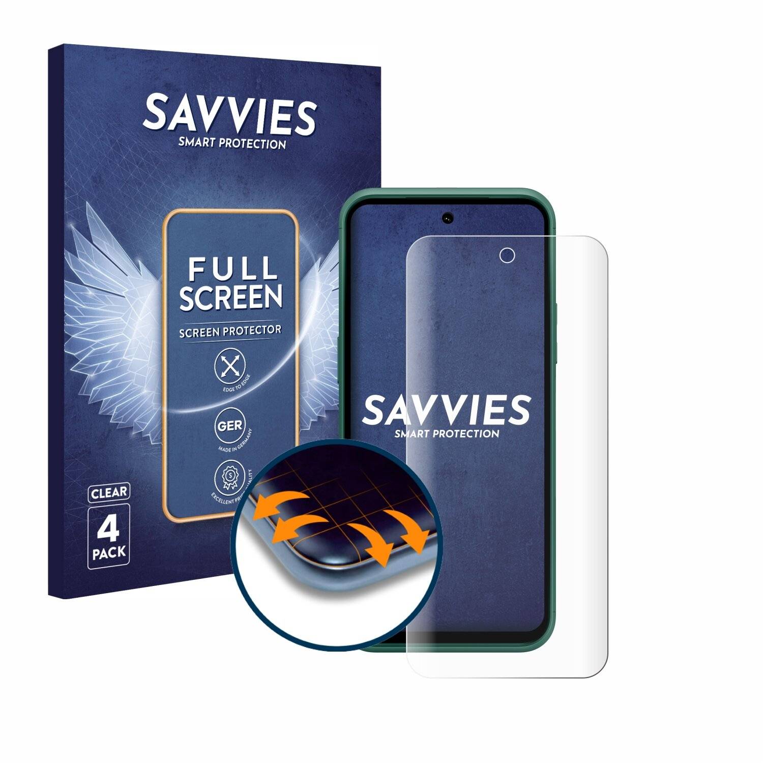 4x Savvies Full-Screen Folie für Nokia XR21 Limited