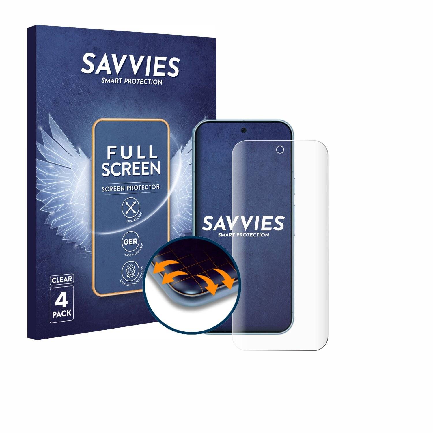 4x Savvies Full-Screen Folie für Google Pixel