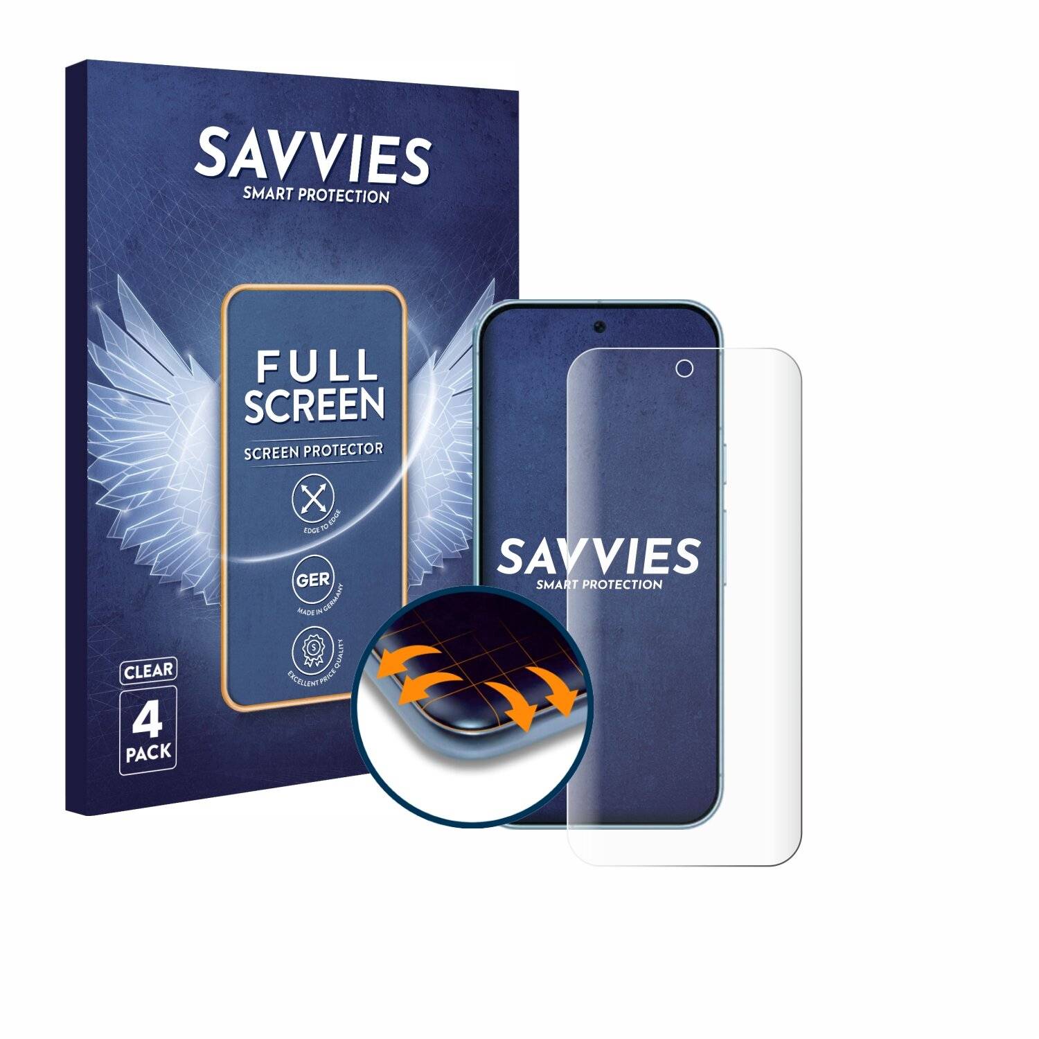 4x Savvies Full-Screen Folie für Google Pixel 9 Pro