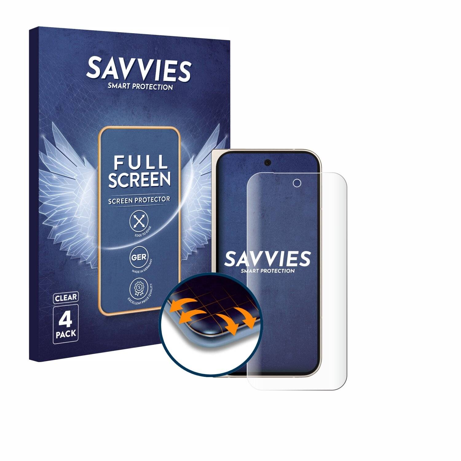 4x Savvies Full-Screen Folie für Google Pixel 9 Pro