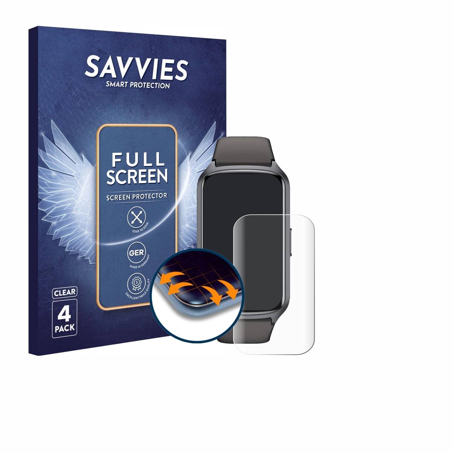 4x Savvies Full-Screen Folie für Amzhero Fitness Tracker
