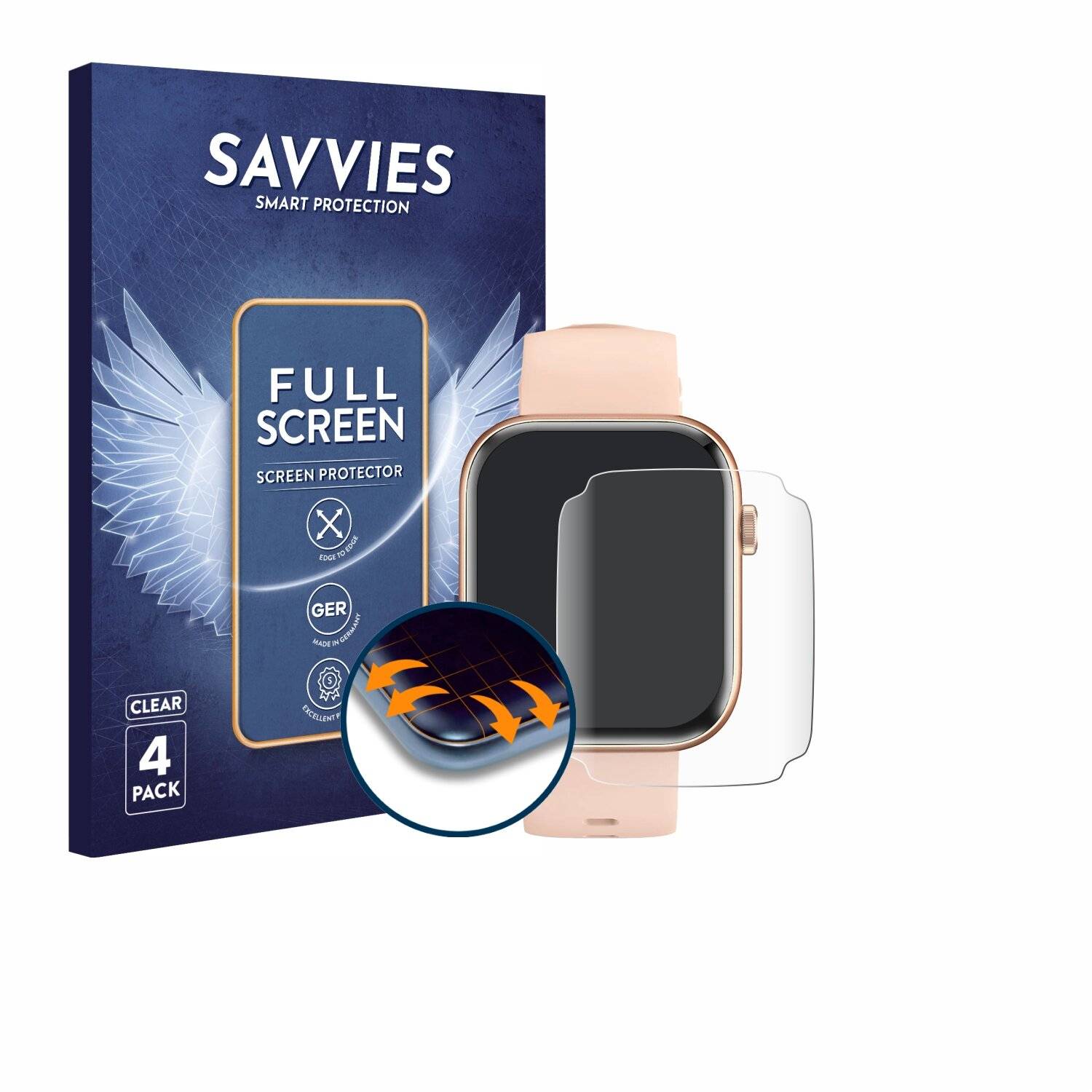 4x Savvies Full-Screen Folie für Sytifro Smartwatch