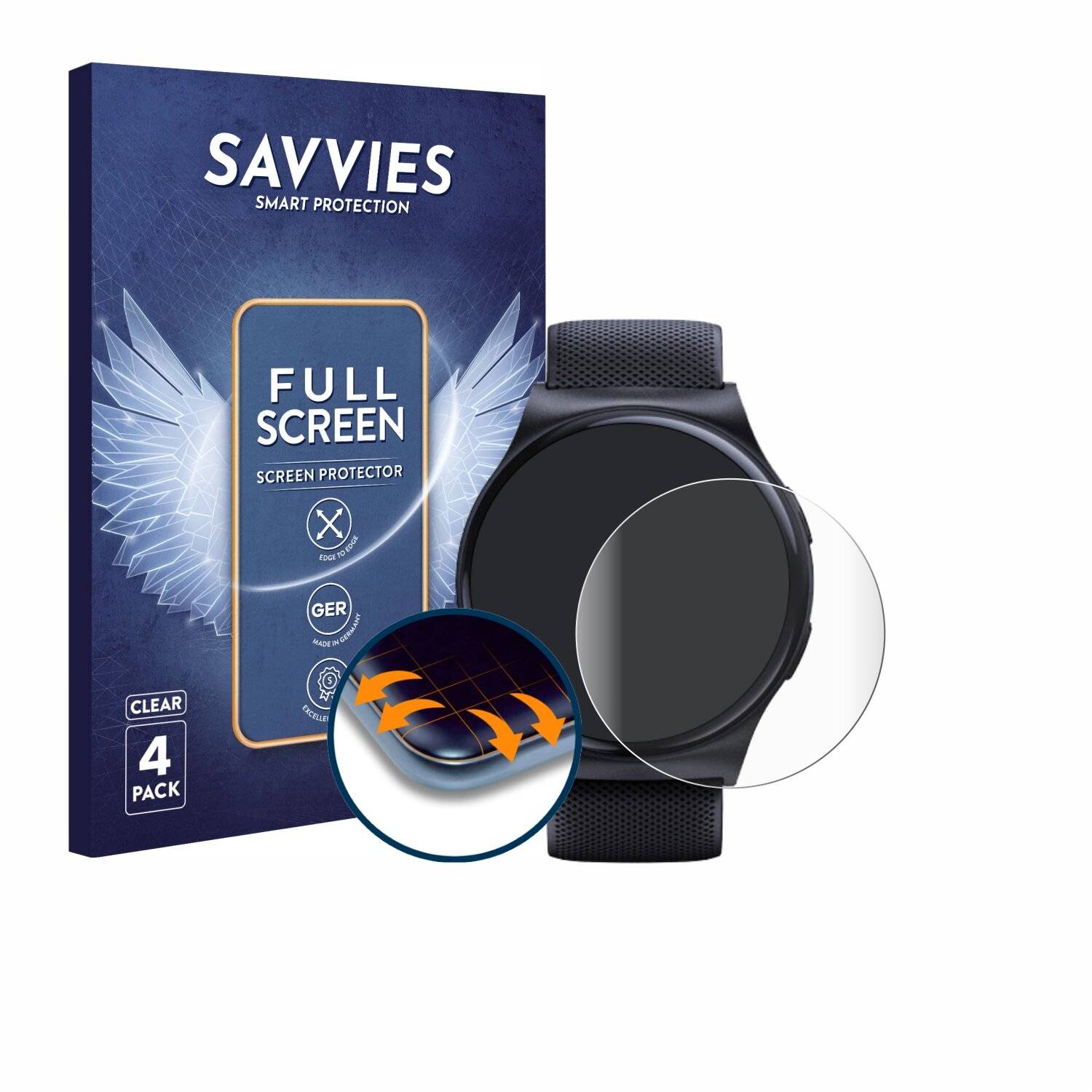 4x Savvies Full-Screen Folie für Motorola Moto Watch