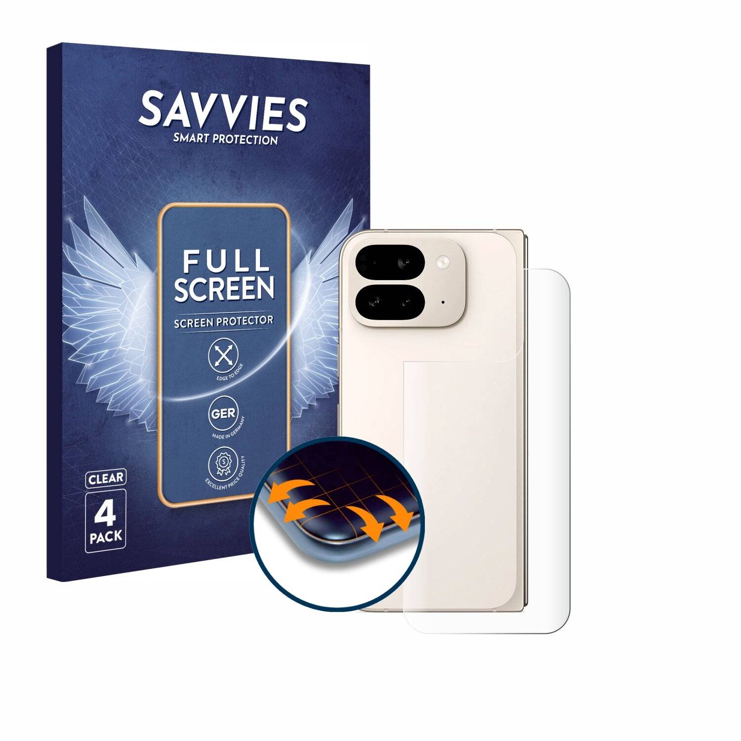 4x Savvies Full-Screen Folie für Google Pixel 9 Pro Fold
