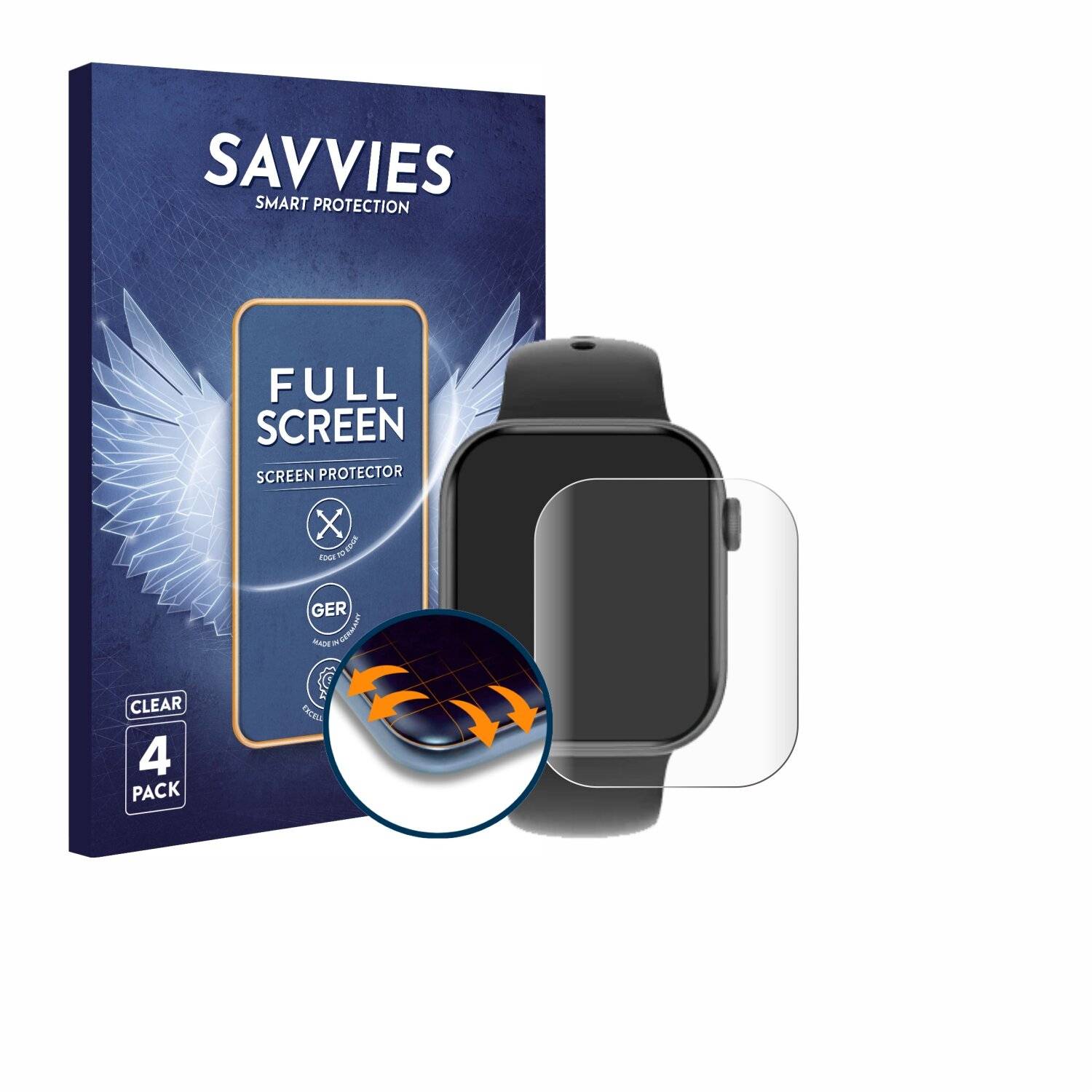 4x Savvies Full-Screen Folie für Rollme Watch