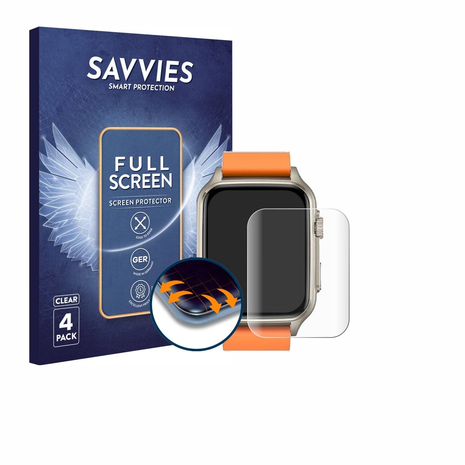 4x Savvies Full-Screen Folie für NONGAMX Smartwatch