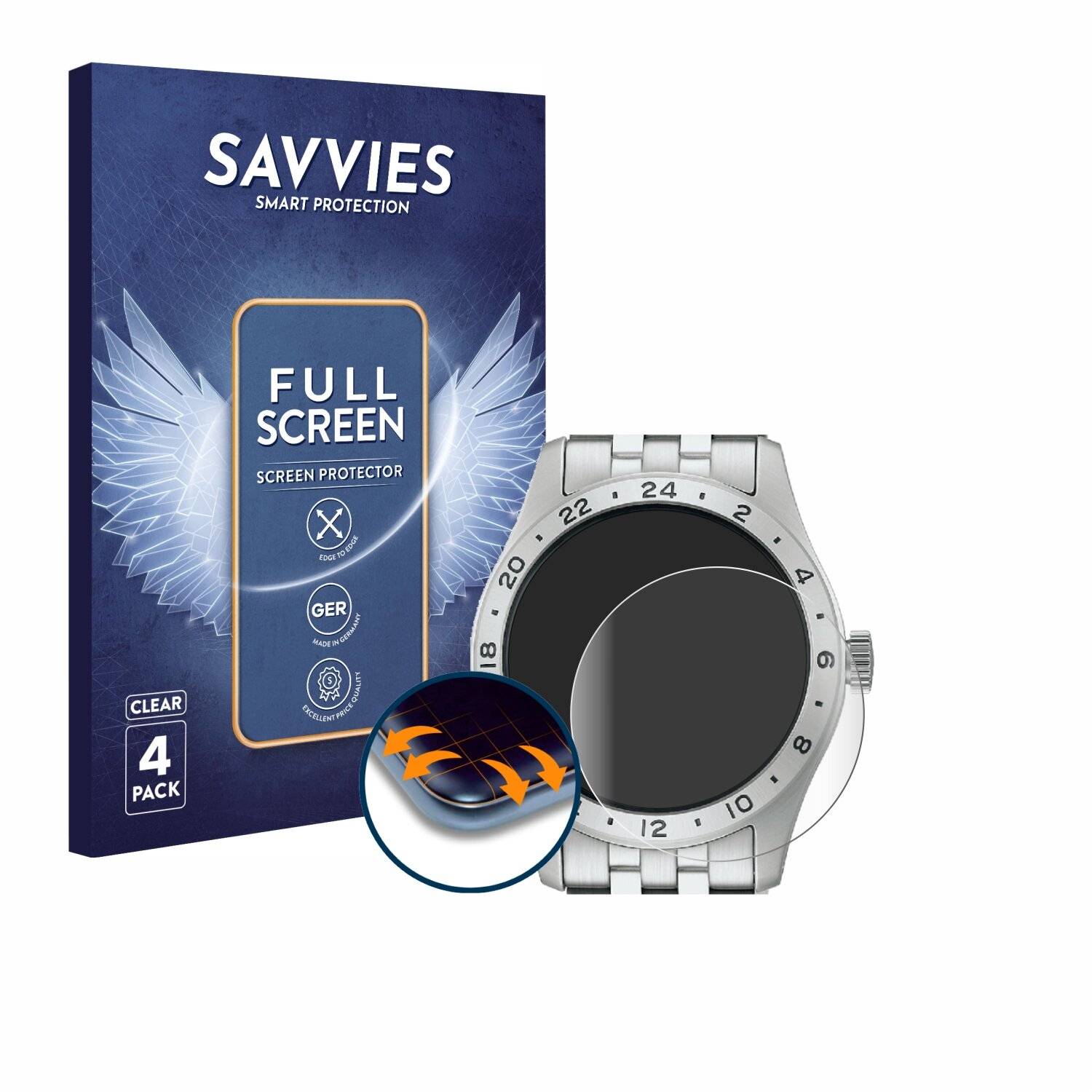 4x Savvies Full-Screen Folie für Seiko 5 Sports