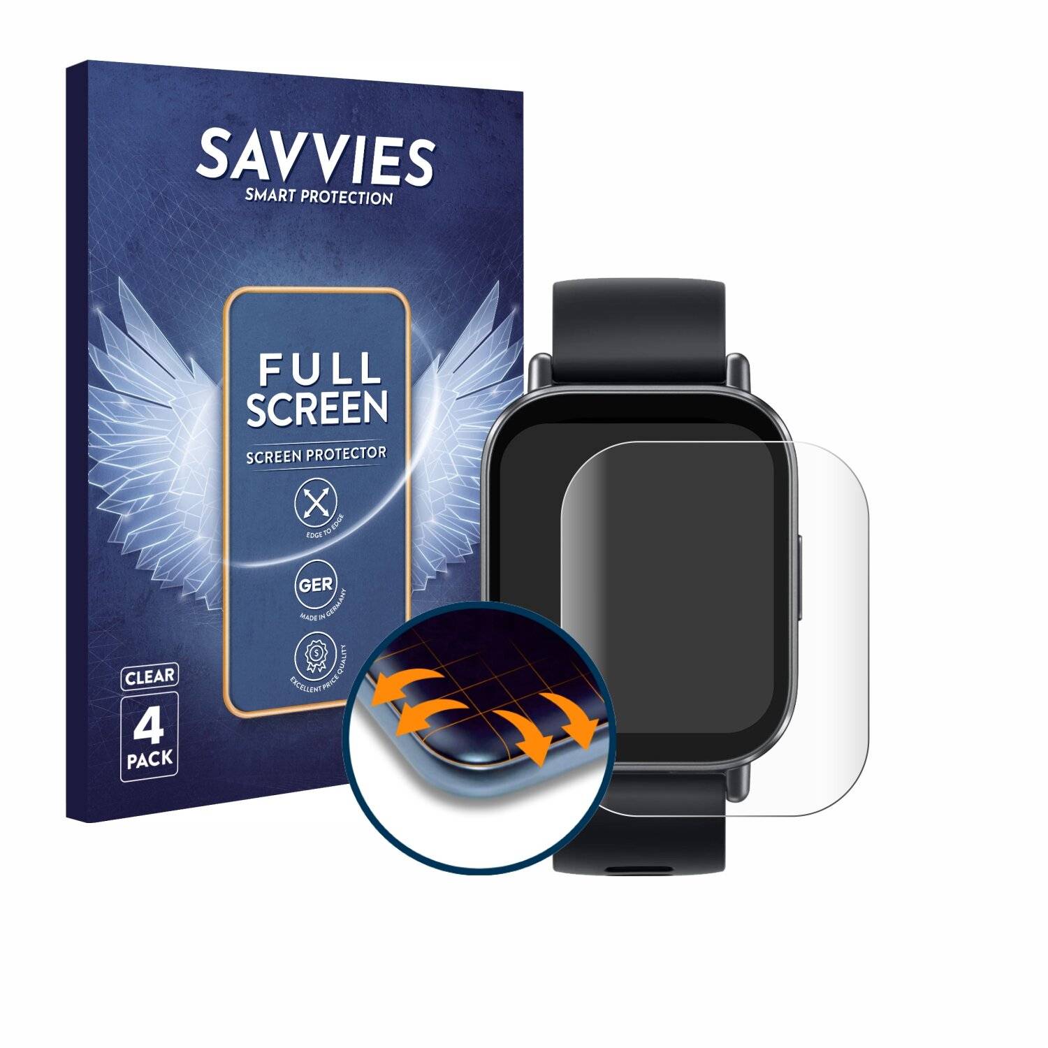 4x Savvies Full-Screen Folie für Xiaomi Redmi Watch 5
