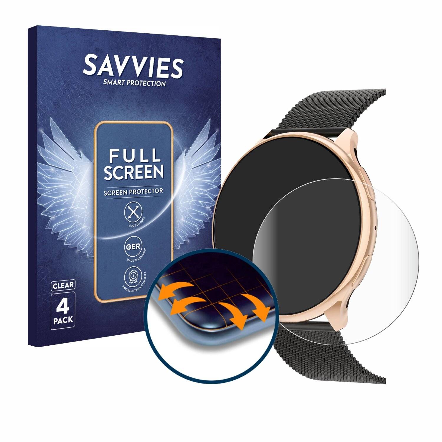 4x Savvies Full-Screen Folie für RifePhi SmartWatch