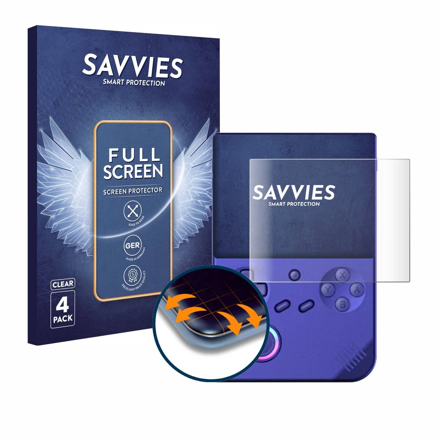 4x Savvies Full-Screen Folie für Anbernic