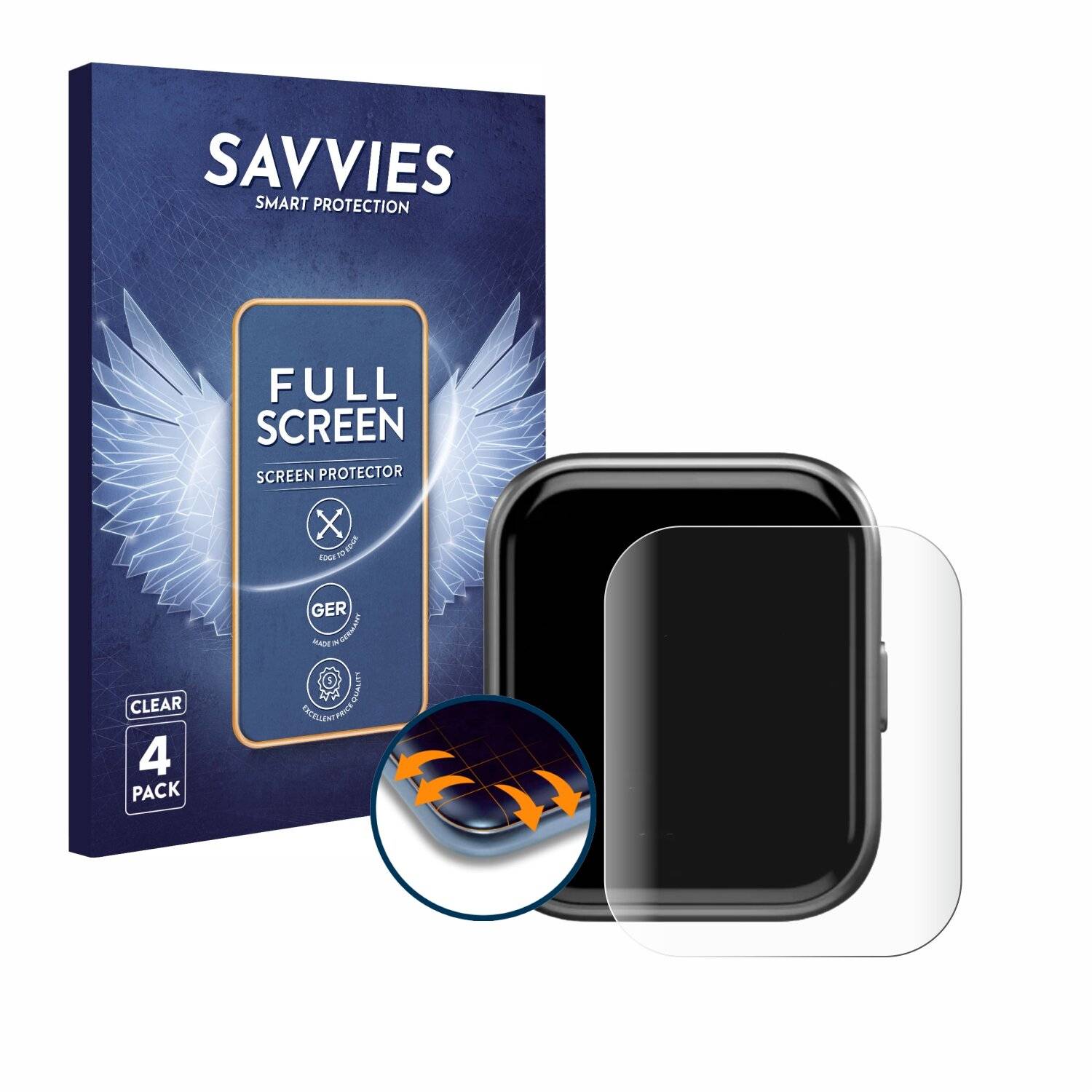 4x Savvies Full-Screen Folie für 360gradfitness FITSmartWatch Pro 3 Smart