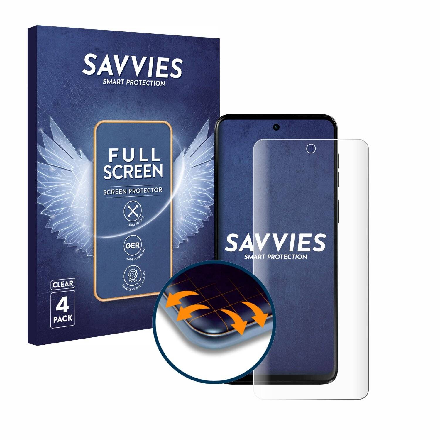 4x Savvies Full-Screen Folie für Motorola Moto