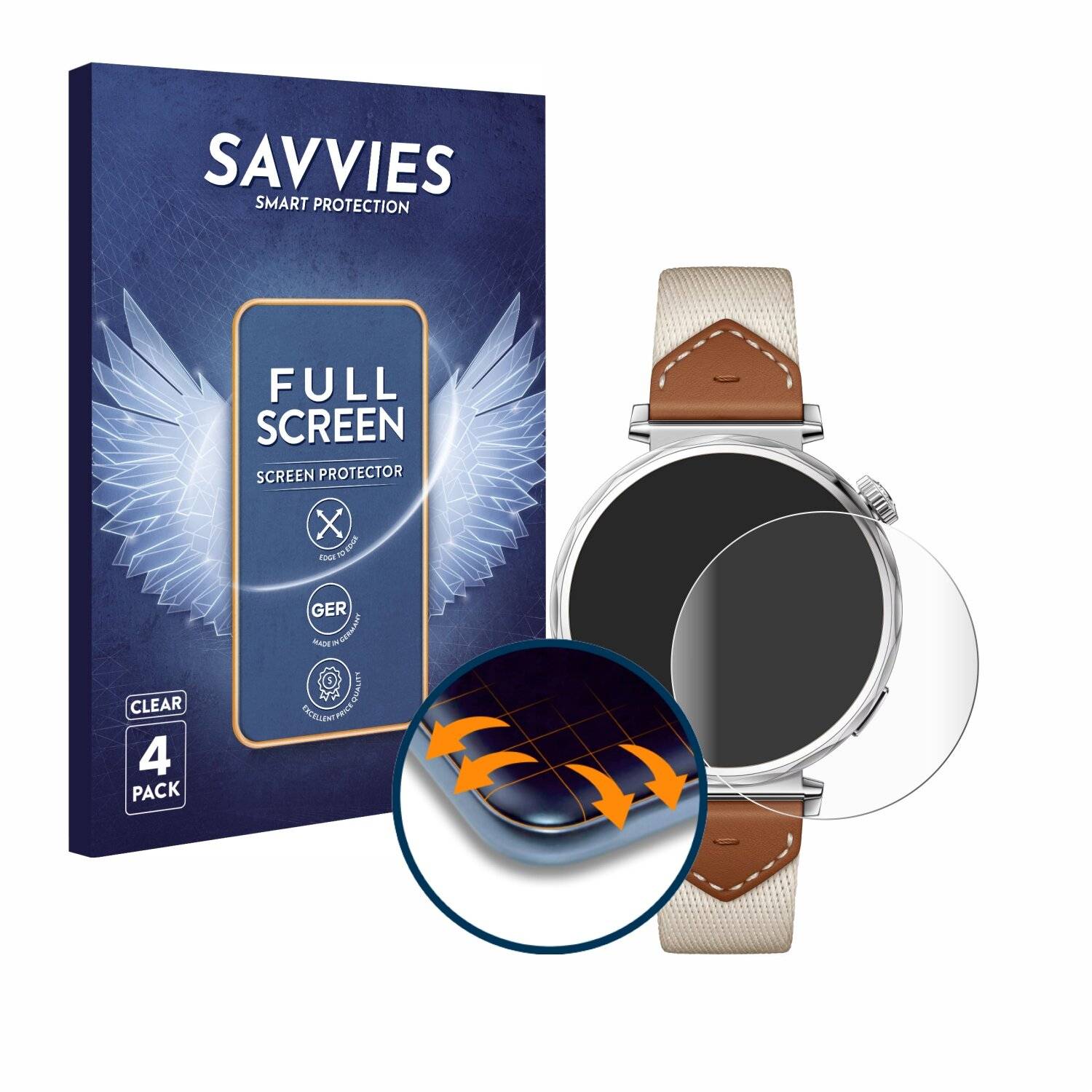 4x Savvies Full-Screen Folie für Huawei Watch GT 5 (41
