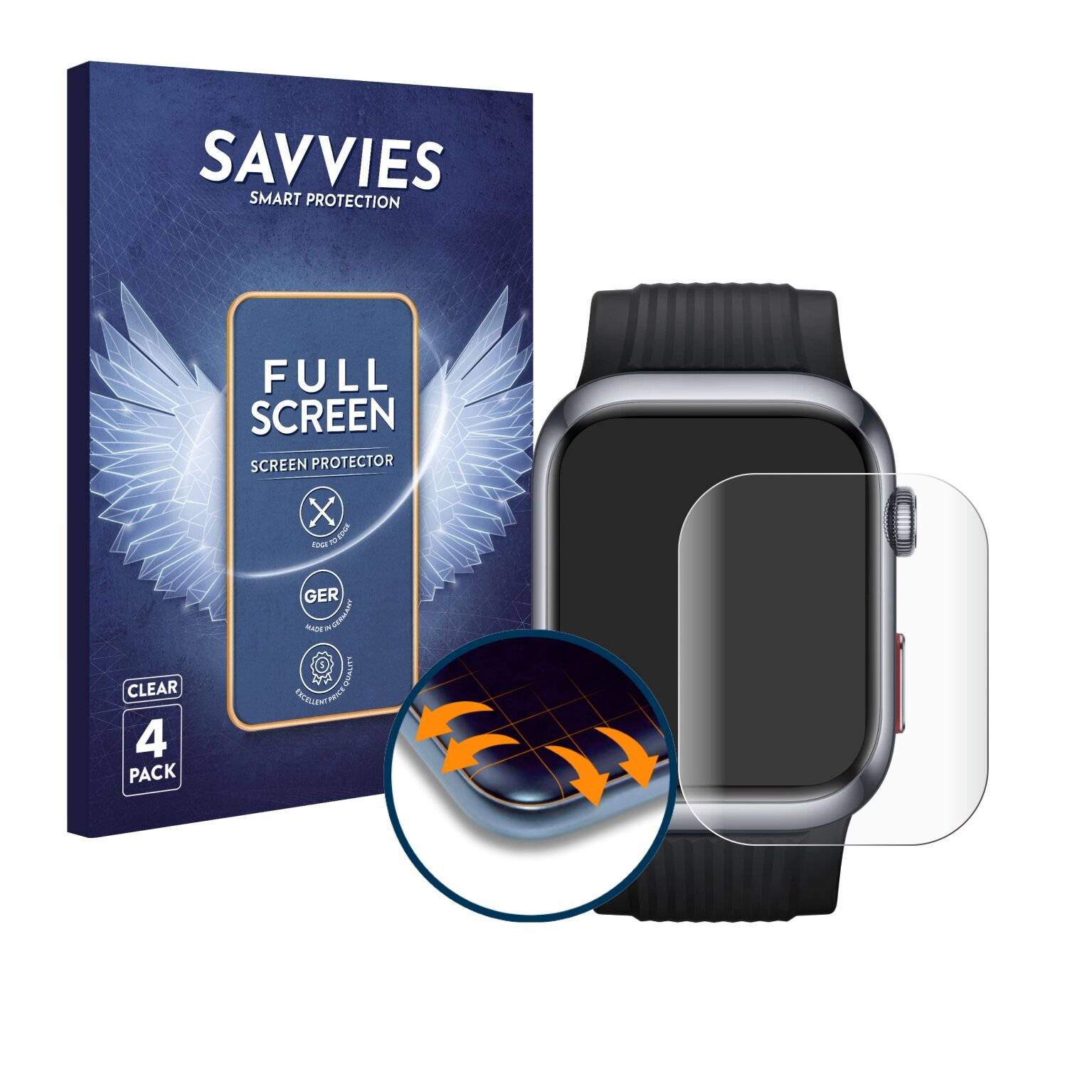 4x Savvies Full-Screen Folie für Huawei Watch