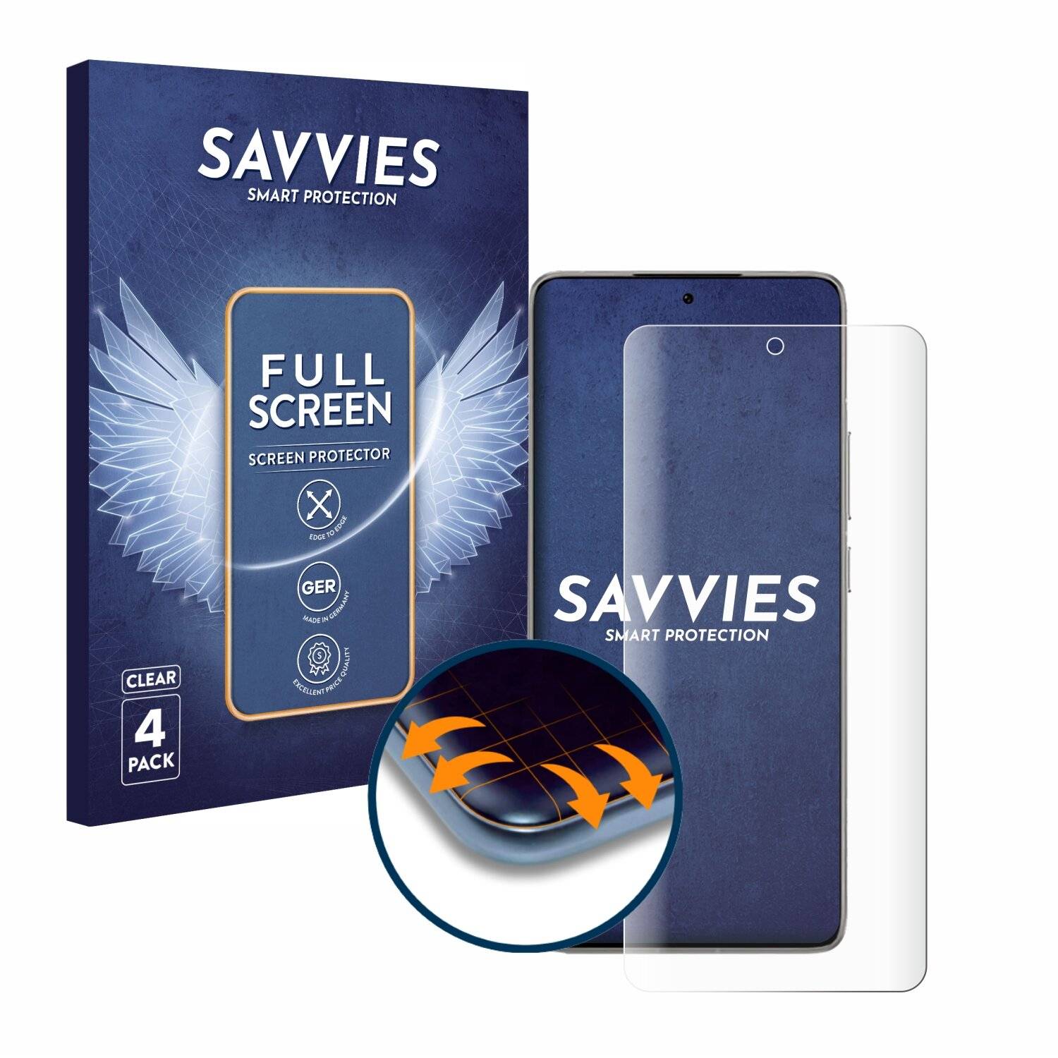 4x Savvies Full-Screen Folie für Xiaomi