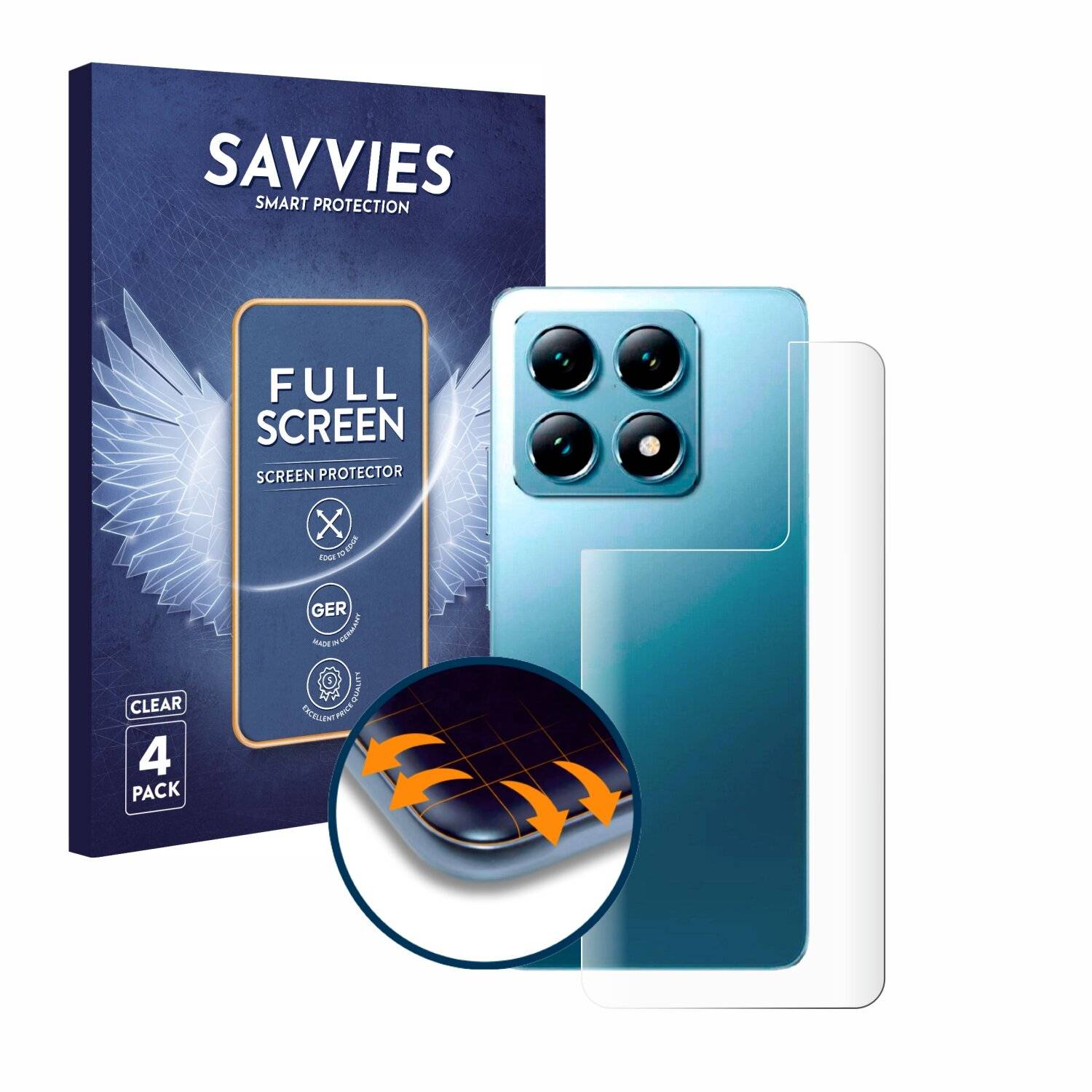4x Savvies Full-Screen Folie für Xiaomi 14T