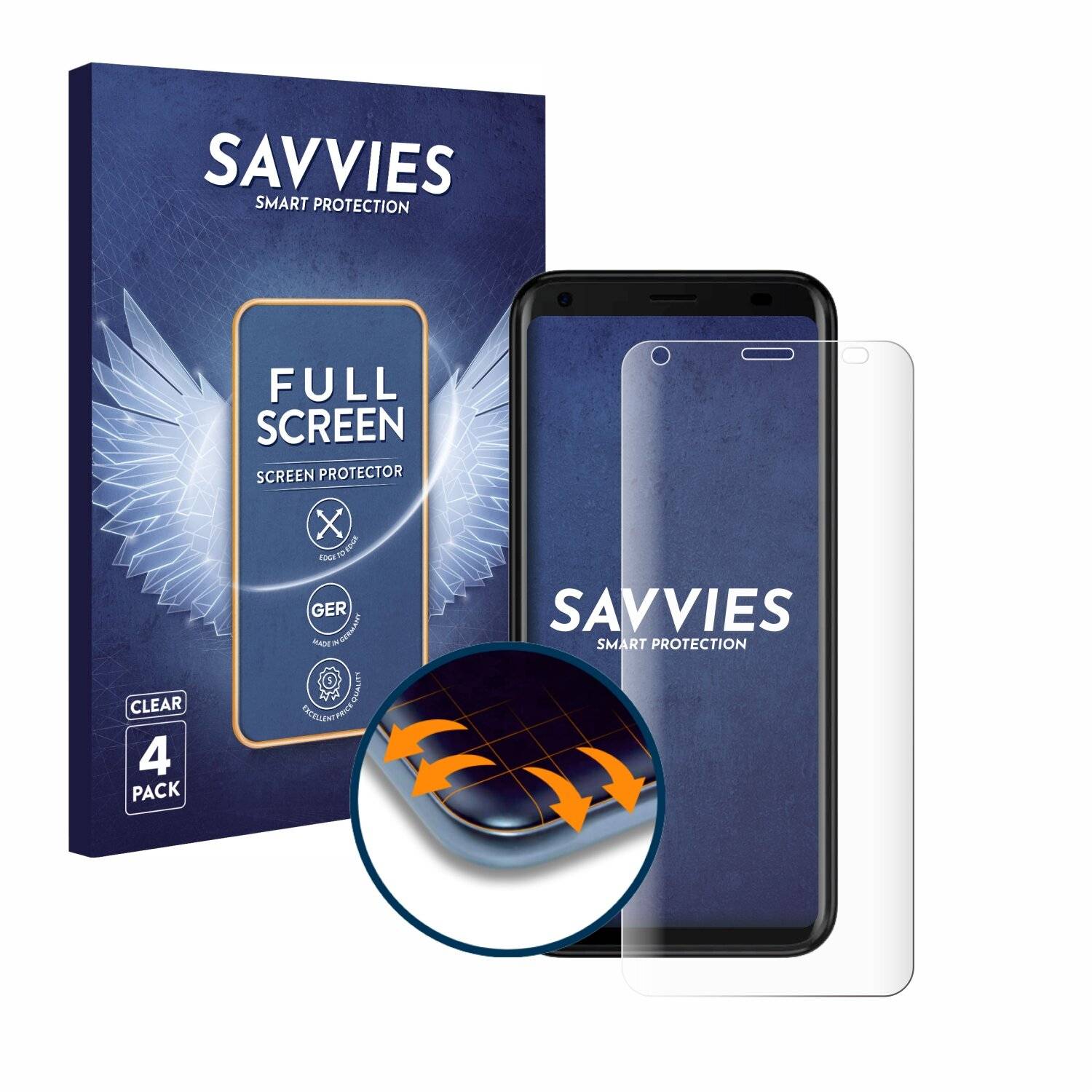 4x Savvies Full-Screen Folie für Logicom Le