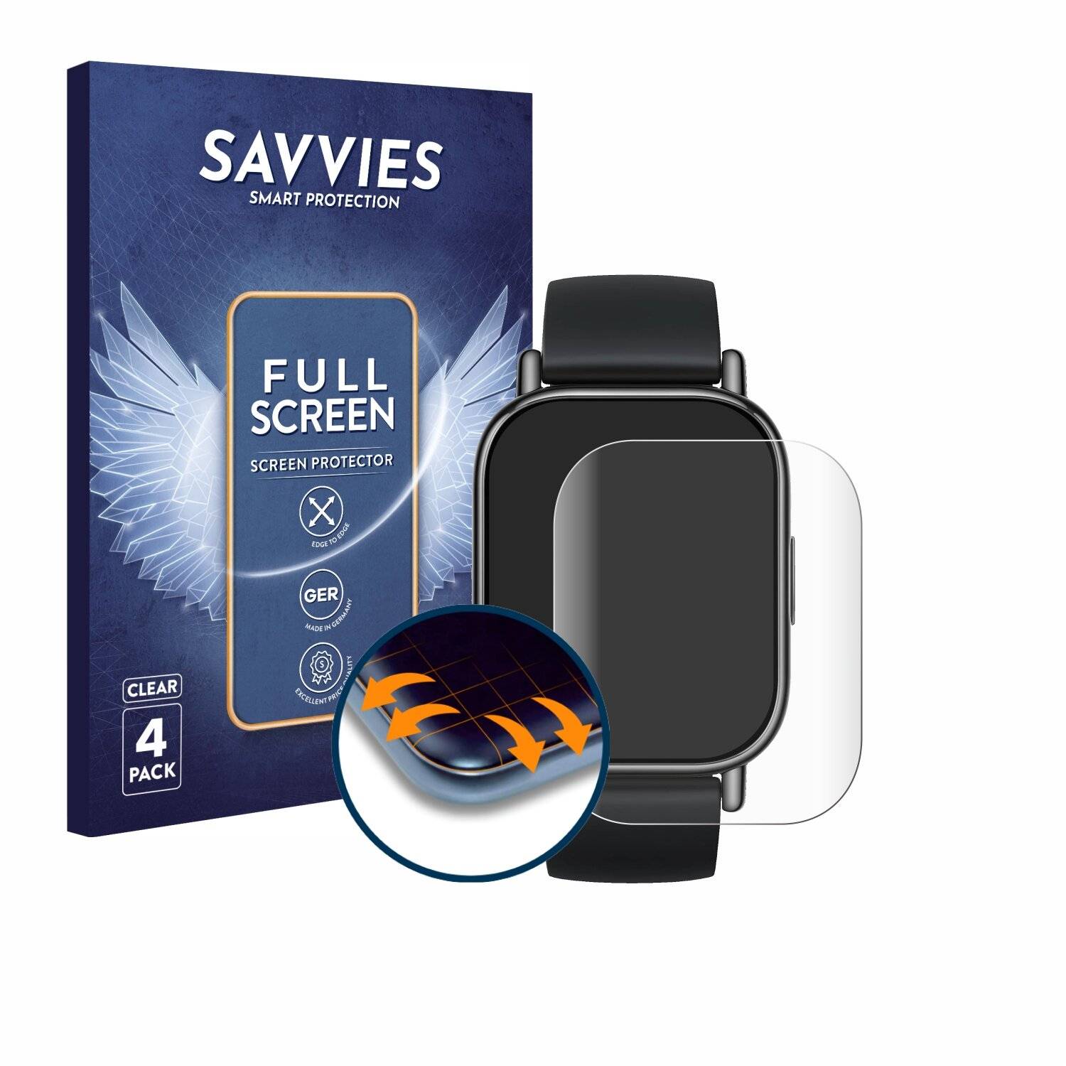 4x Savvies Full-Screen Folie für Xiaomi Redmi Watch 5