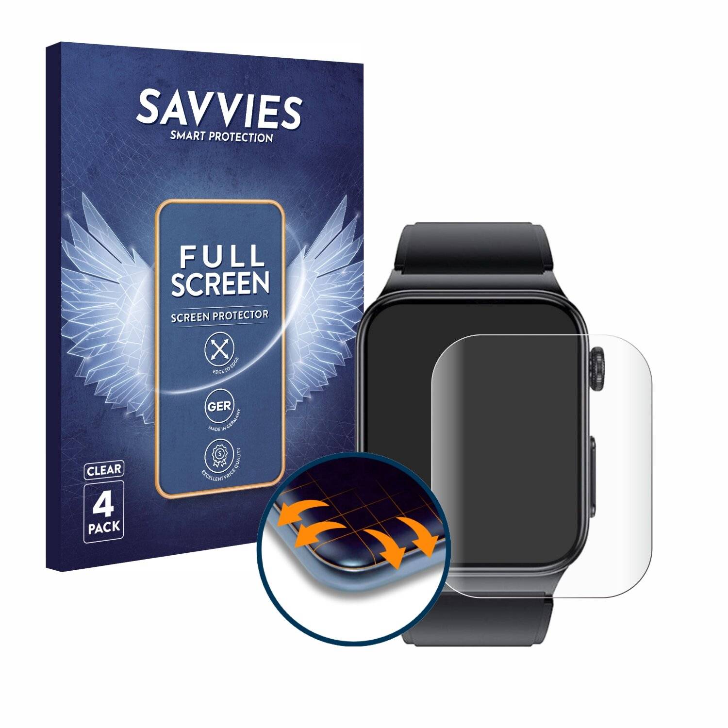4x Savvies Full-Screen Folie für Douself Smartwatch