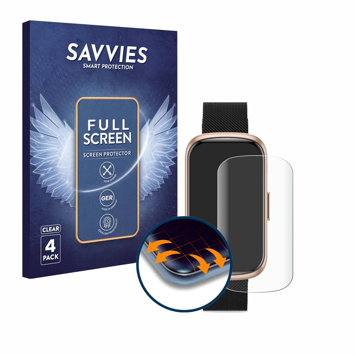 4x Savvies Full-Screen Folie für Ruxingx Fitness Tracker