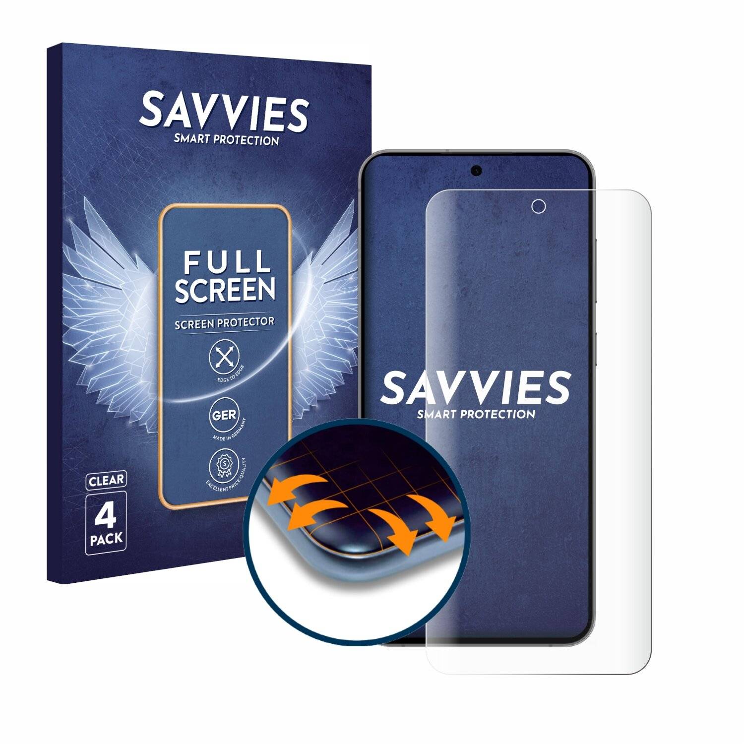 4x Savvies Full-Screen Folie für Samsung Galaxy S24