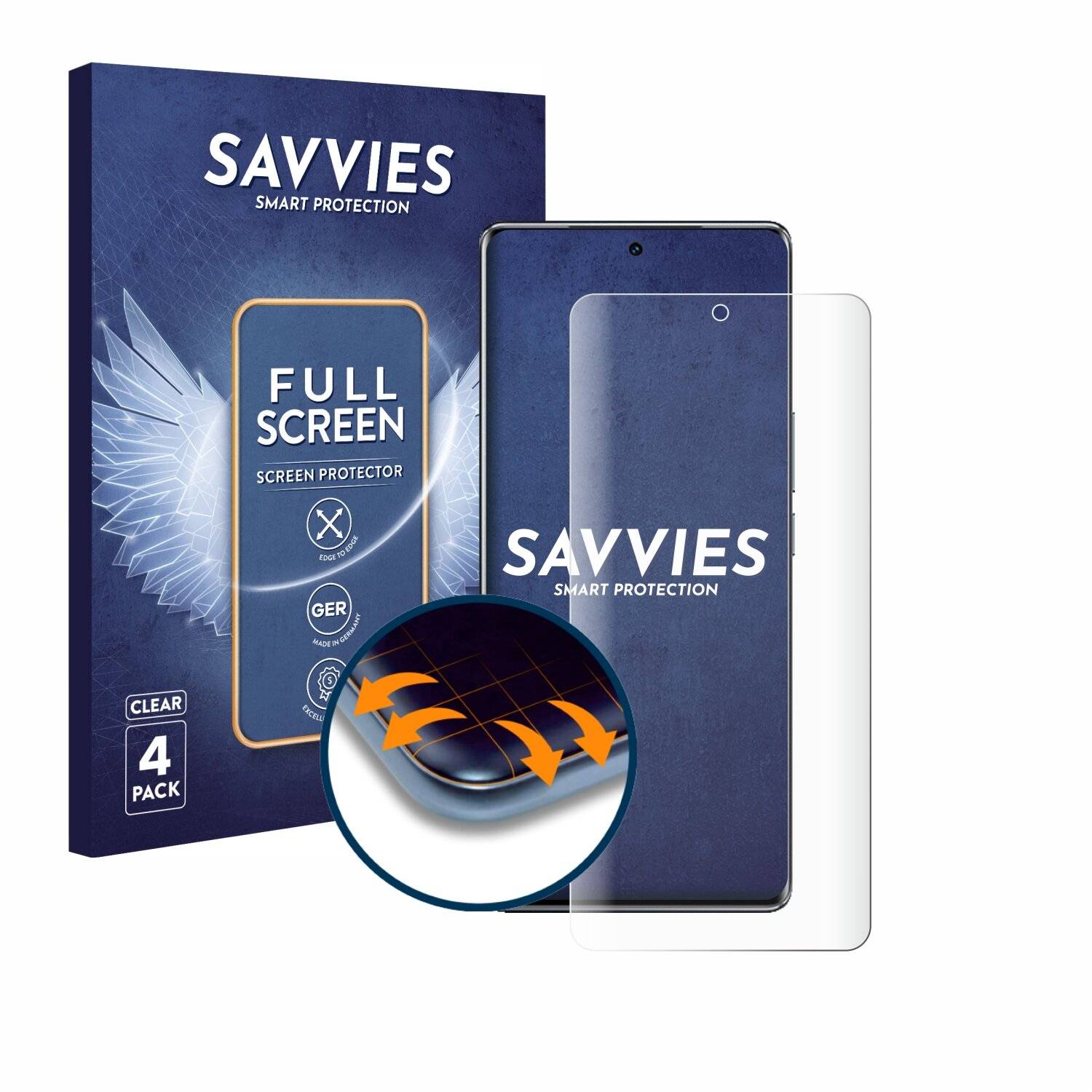 4x Savvies Full-Screen Folie für Vivo Y300