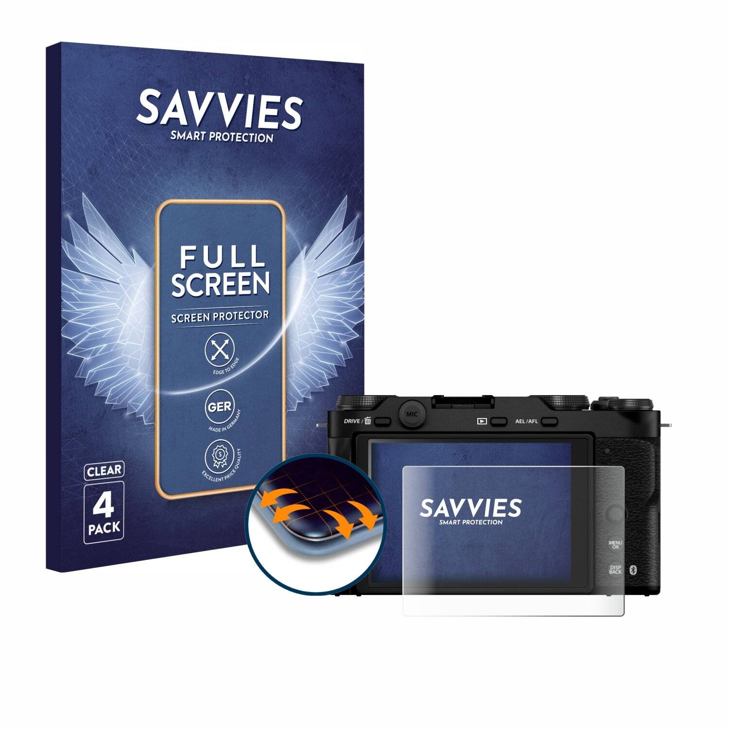 4x Savvies Full-Screen Folie für Fujifilm