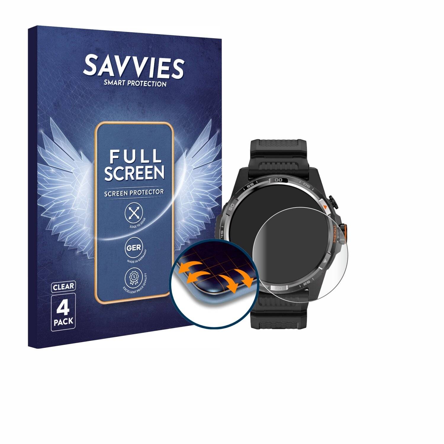 4x Savvies Full-Screen Folie für Mobvoi Ticwatch