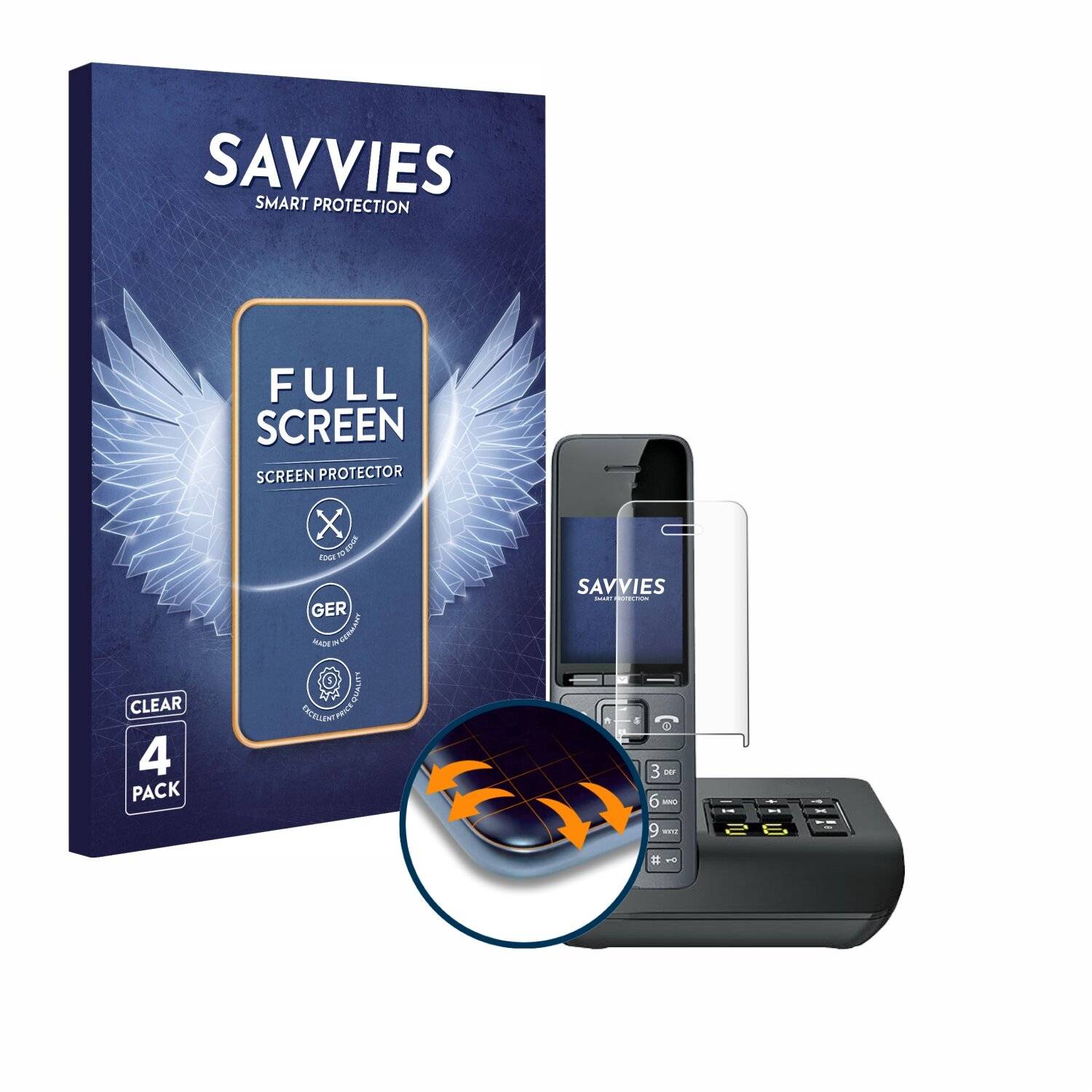 4x Savvies Full-Screen Folie für Gigaset COMFORT 520A