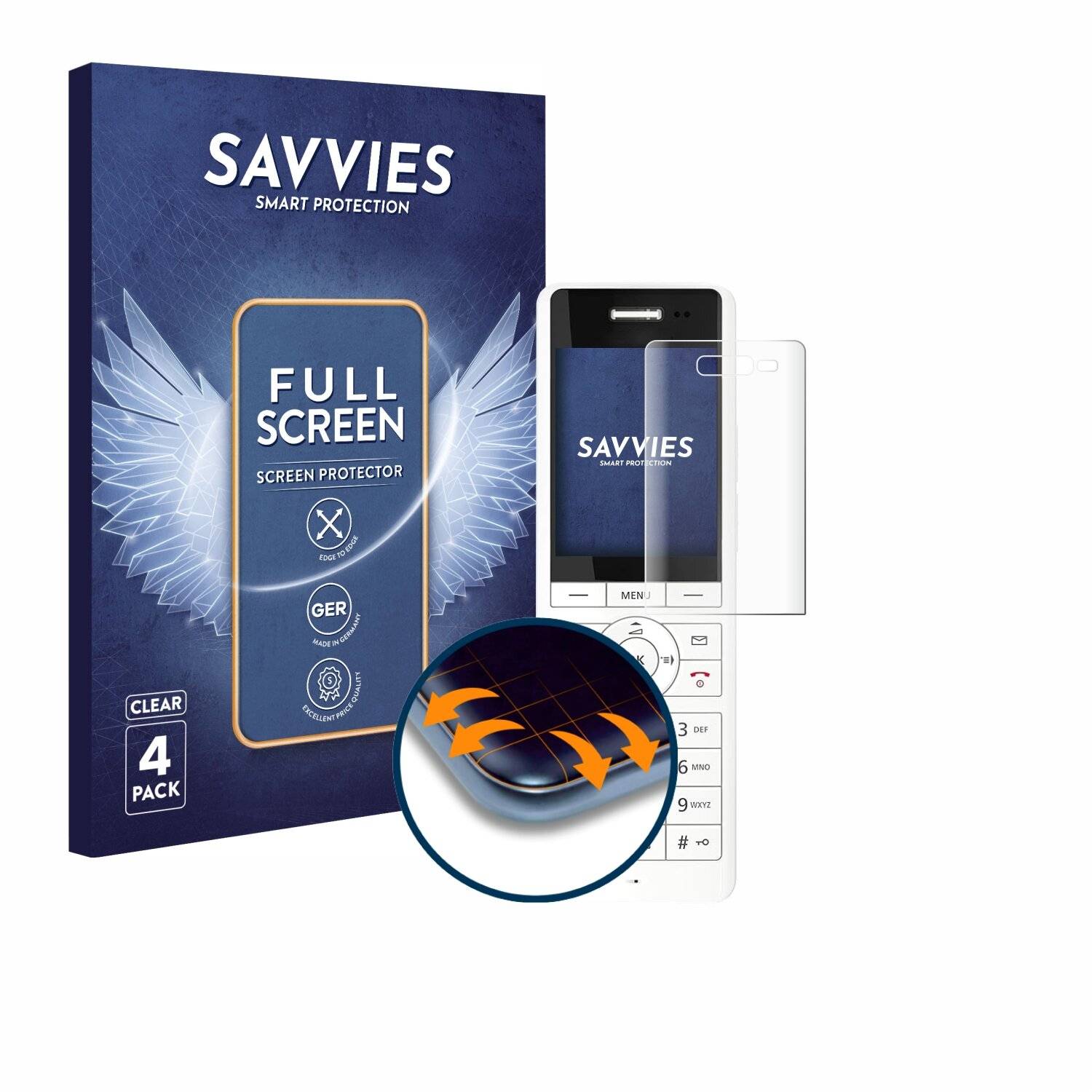 4x Savvies Full-Screen Folie für AVM Fritz!Fon X6