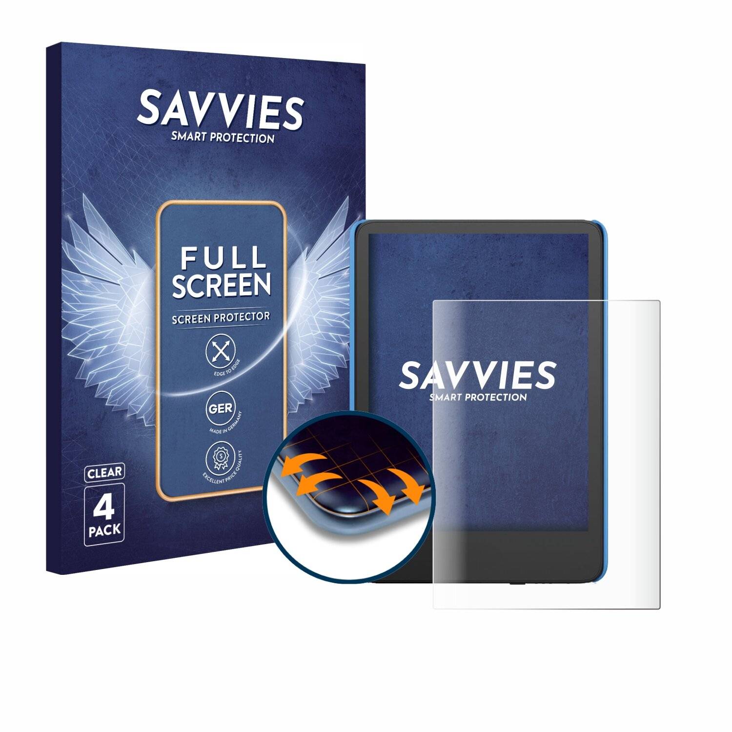 4x Savvies Full-Screen Folie für Amazon Kindle Kids