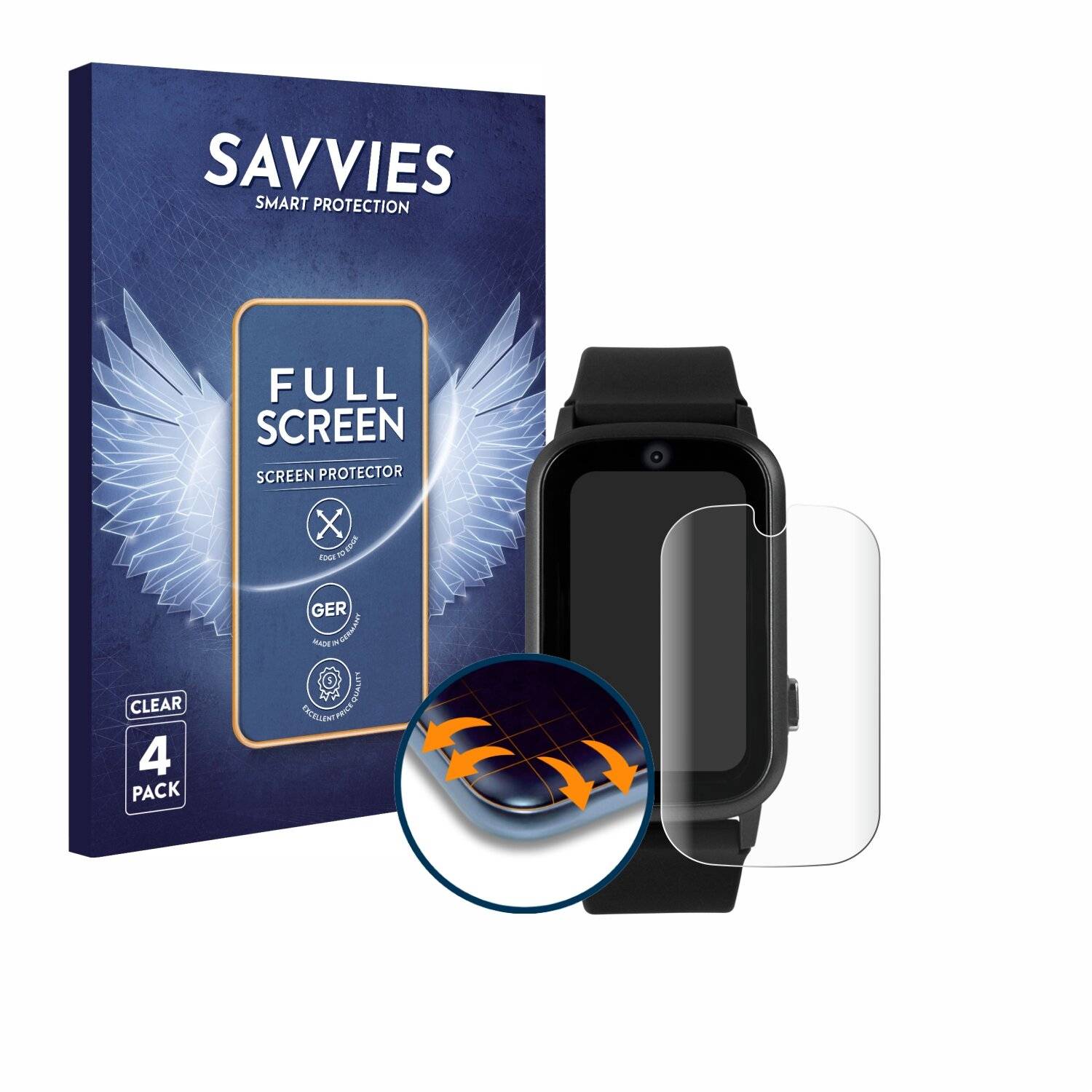 4x Savvies Full-Screen Folie für One2Track Connect