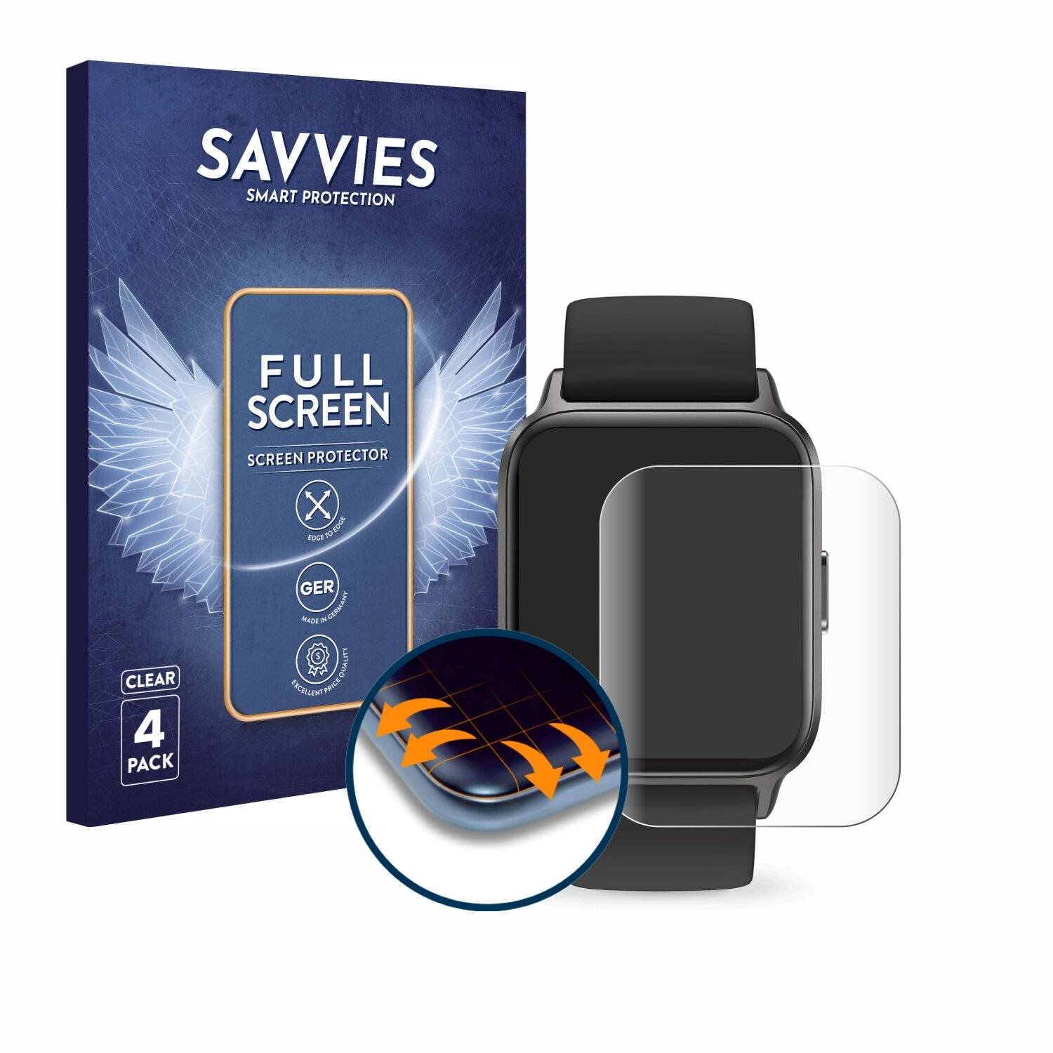 4x Savvies Full-Screen Folie für Ice-Watch Ice Fit