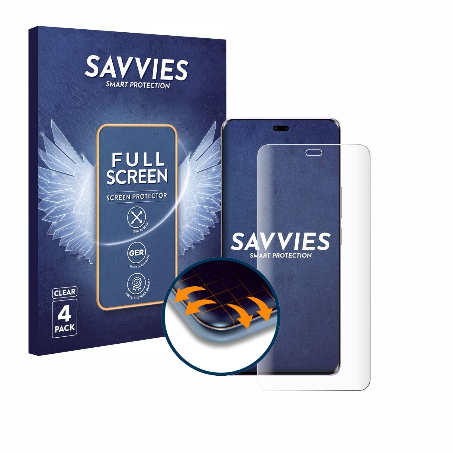 4x Savvies Full-Screen Folie für Honor