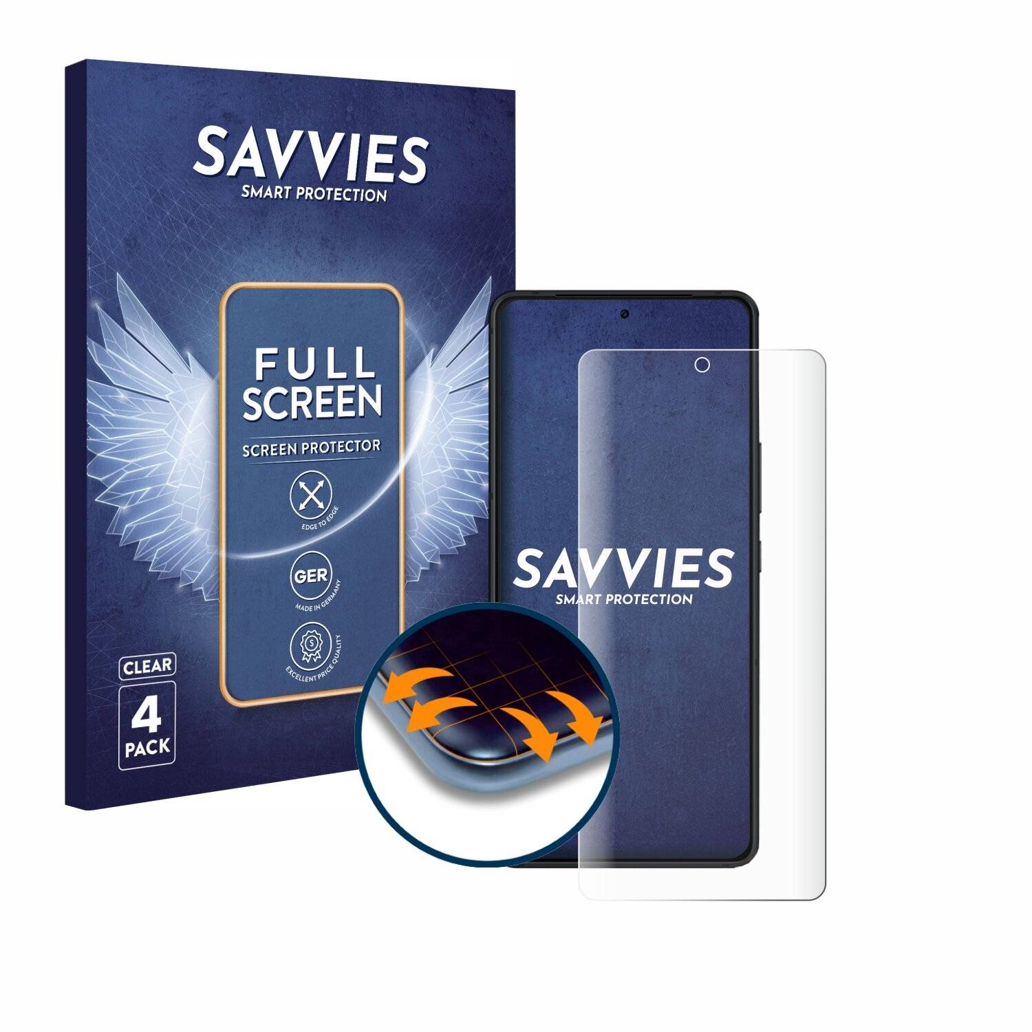 4x Savvies Full-Screen Folie für ASUS ROG Phone 8 Pro