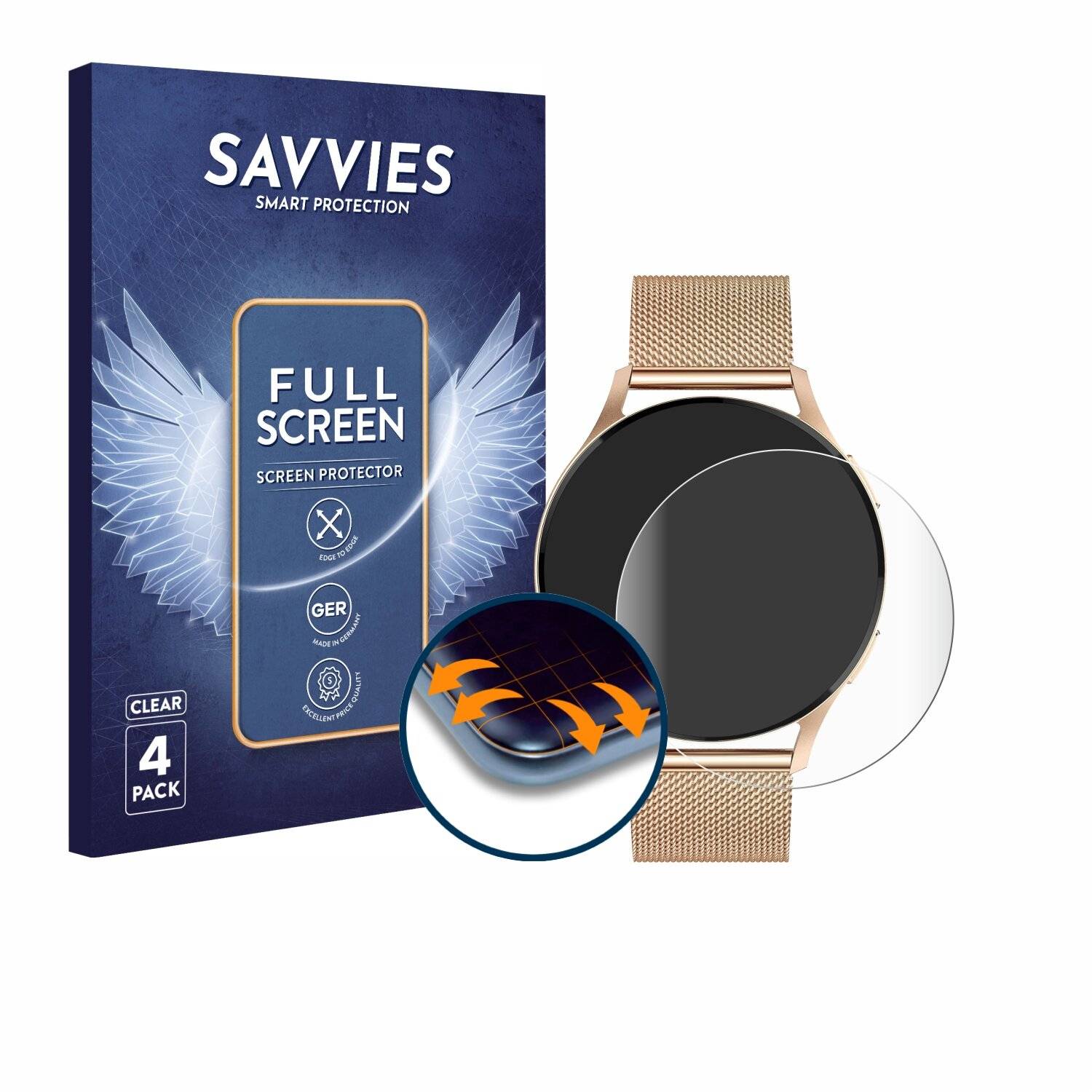 4x Savvies Full-Screen Folie für Levowatch Edgy