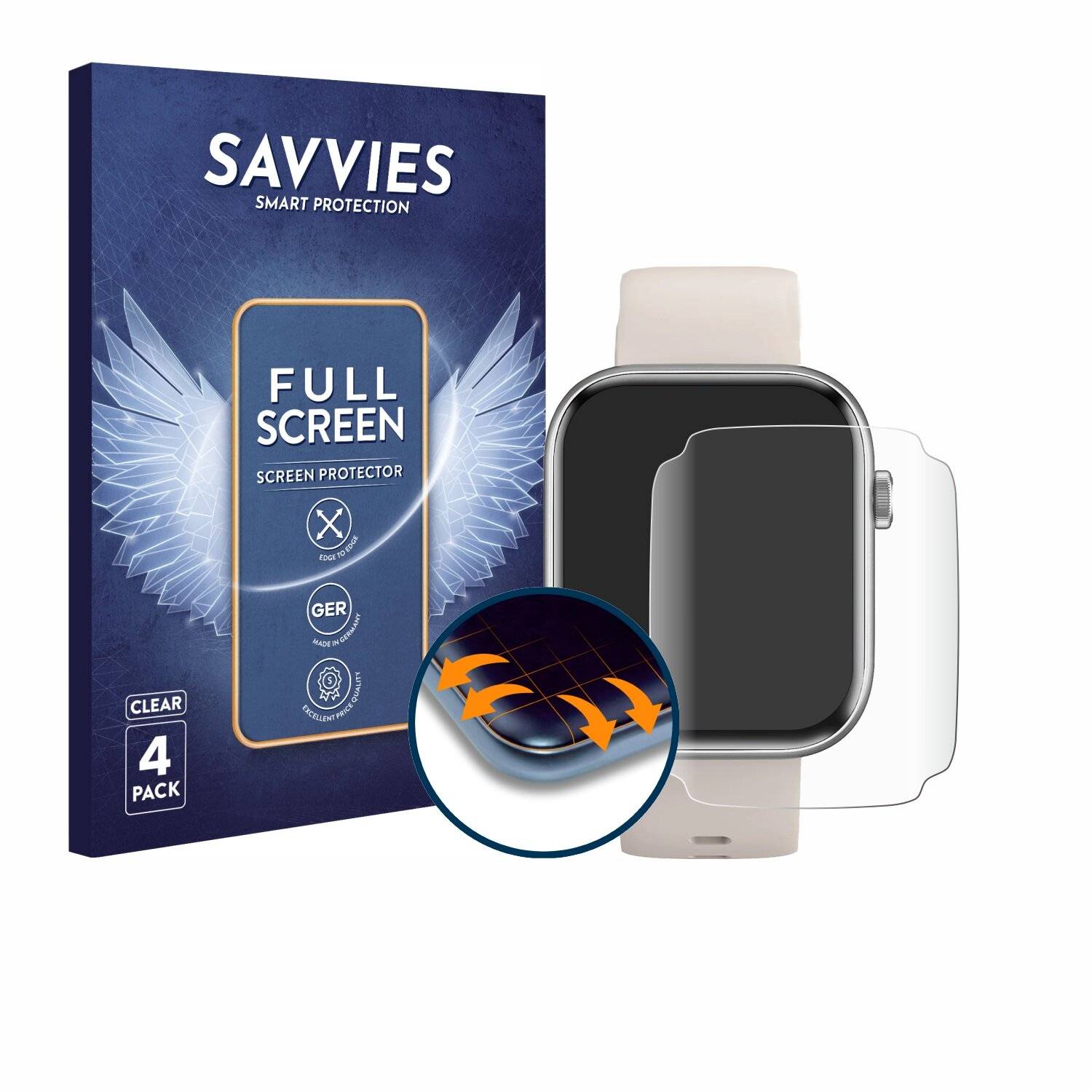 4x Savvies Full-Screen Folie für RAYOFI Smartwatch