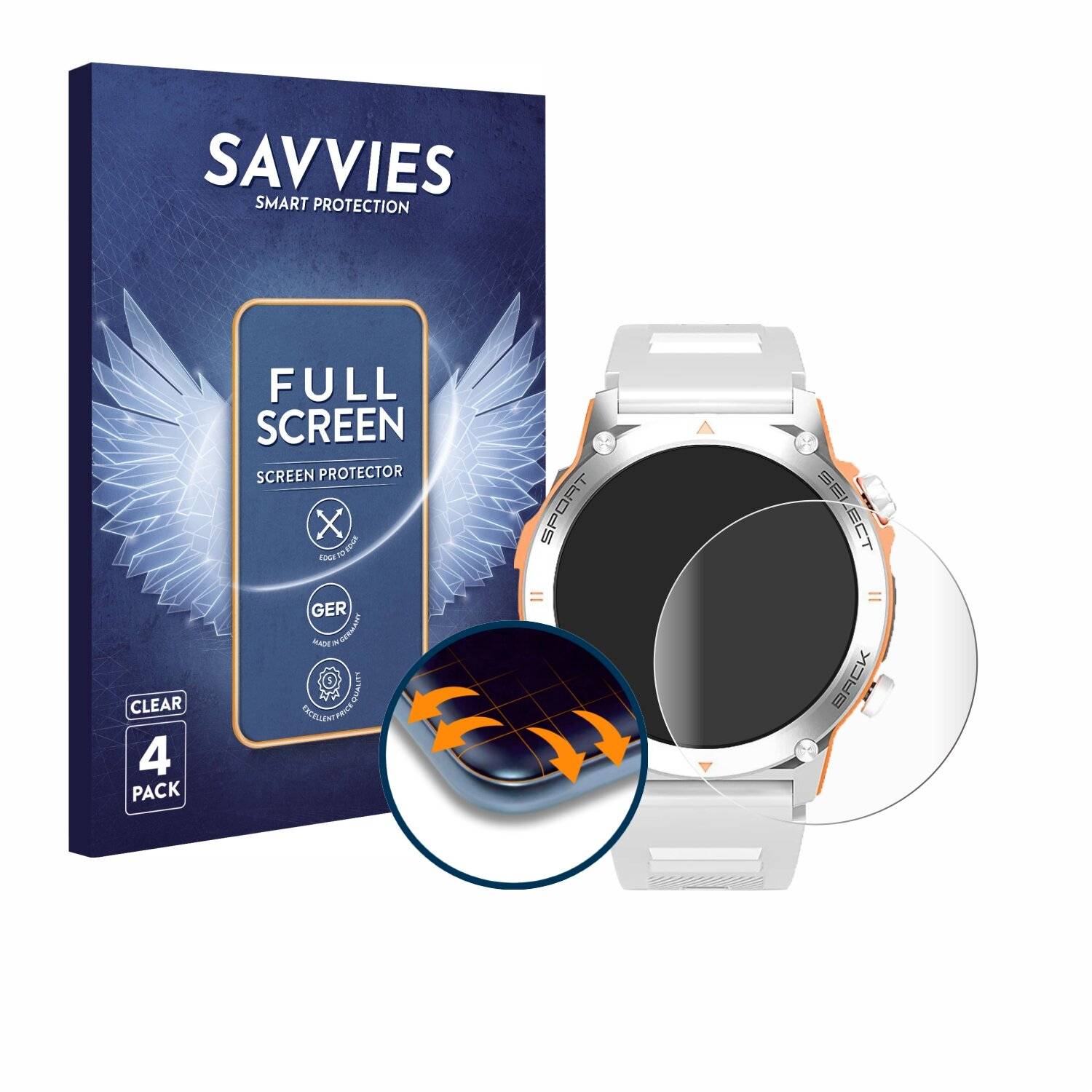 4x Savvies Full-Screen Folie für RAYOFI Smartwatch