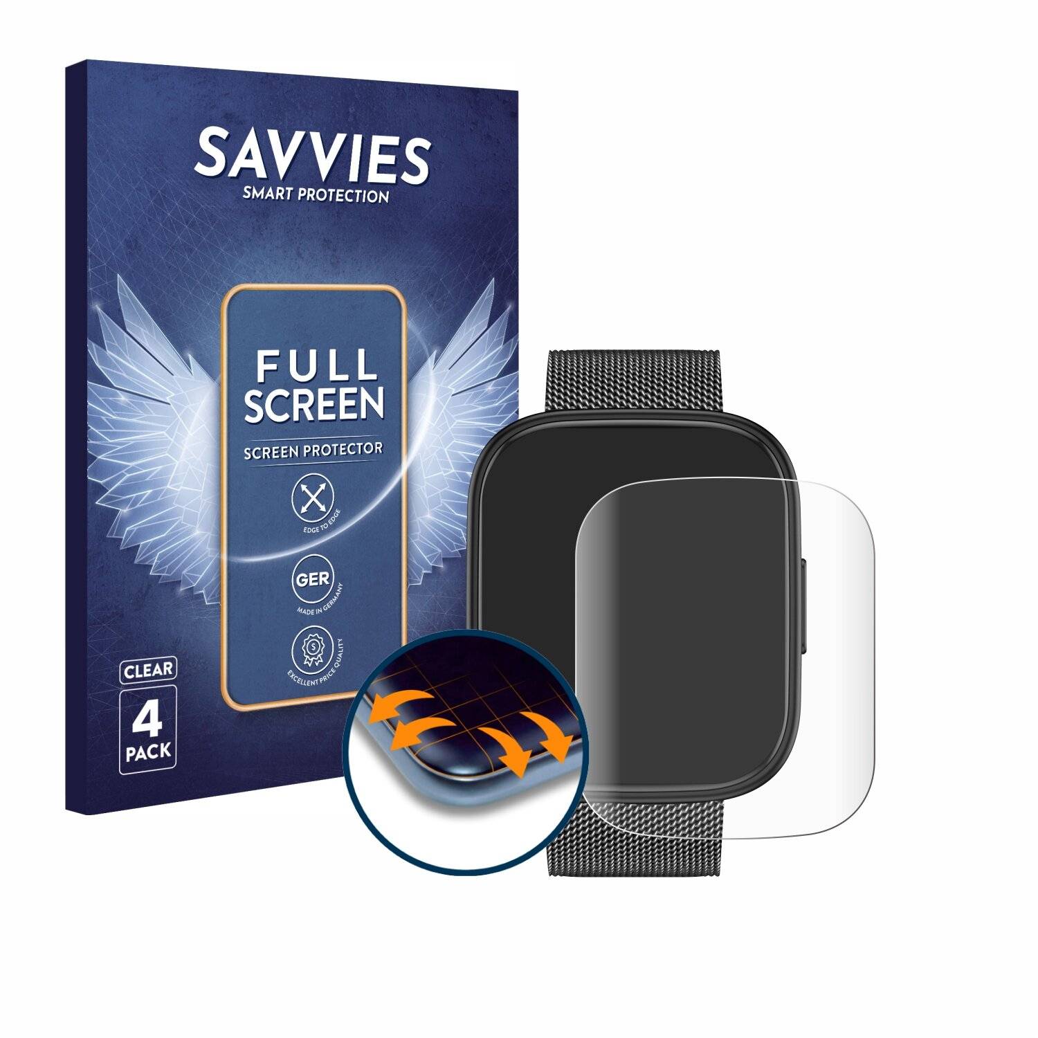4x Savvies Full-Screen Folie für Levowatch Doitx