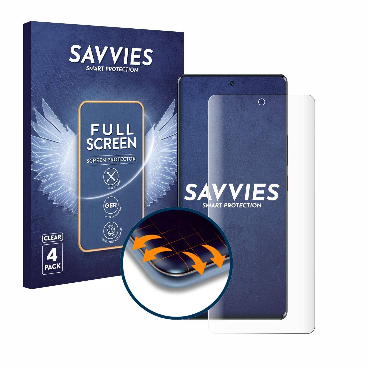 4x Savvies Full-Screen Folie für ZTE Blade V50