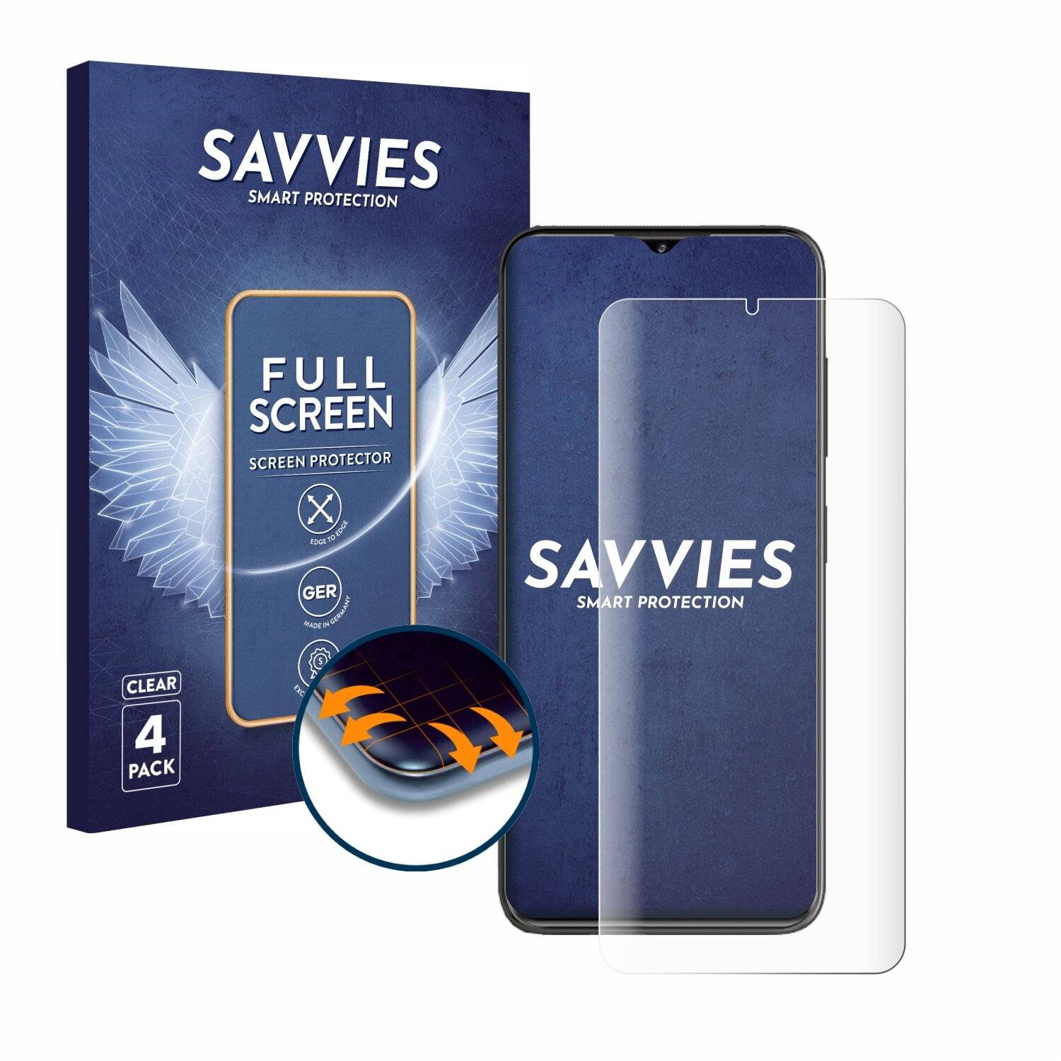 4x Savvies Full-Screen Folie für ZTE Blade