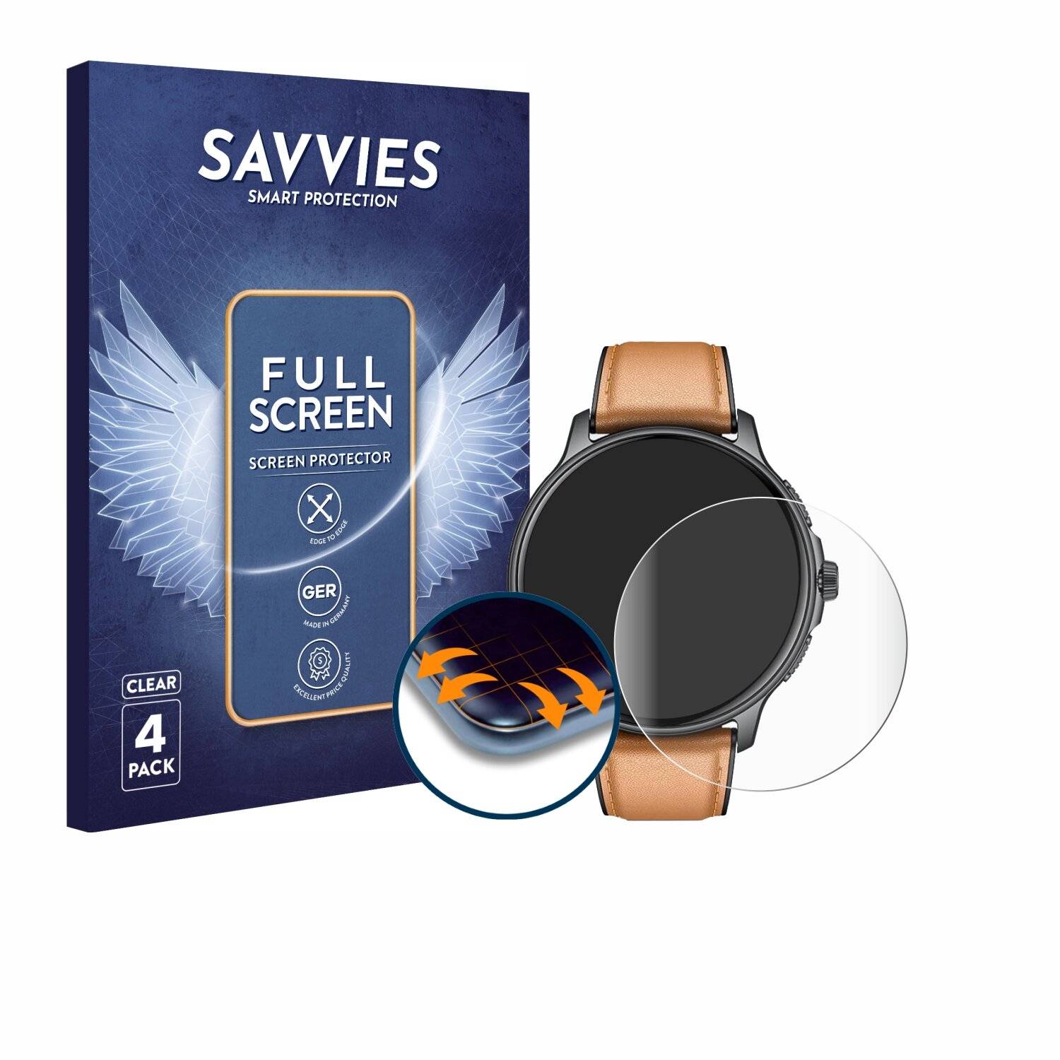 4x Savvies Full-Screen Folie für Motsfit CJZ121BR