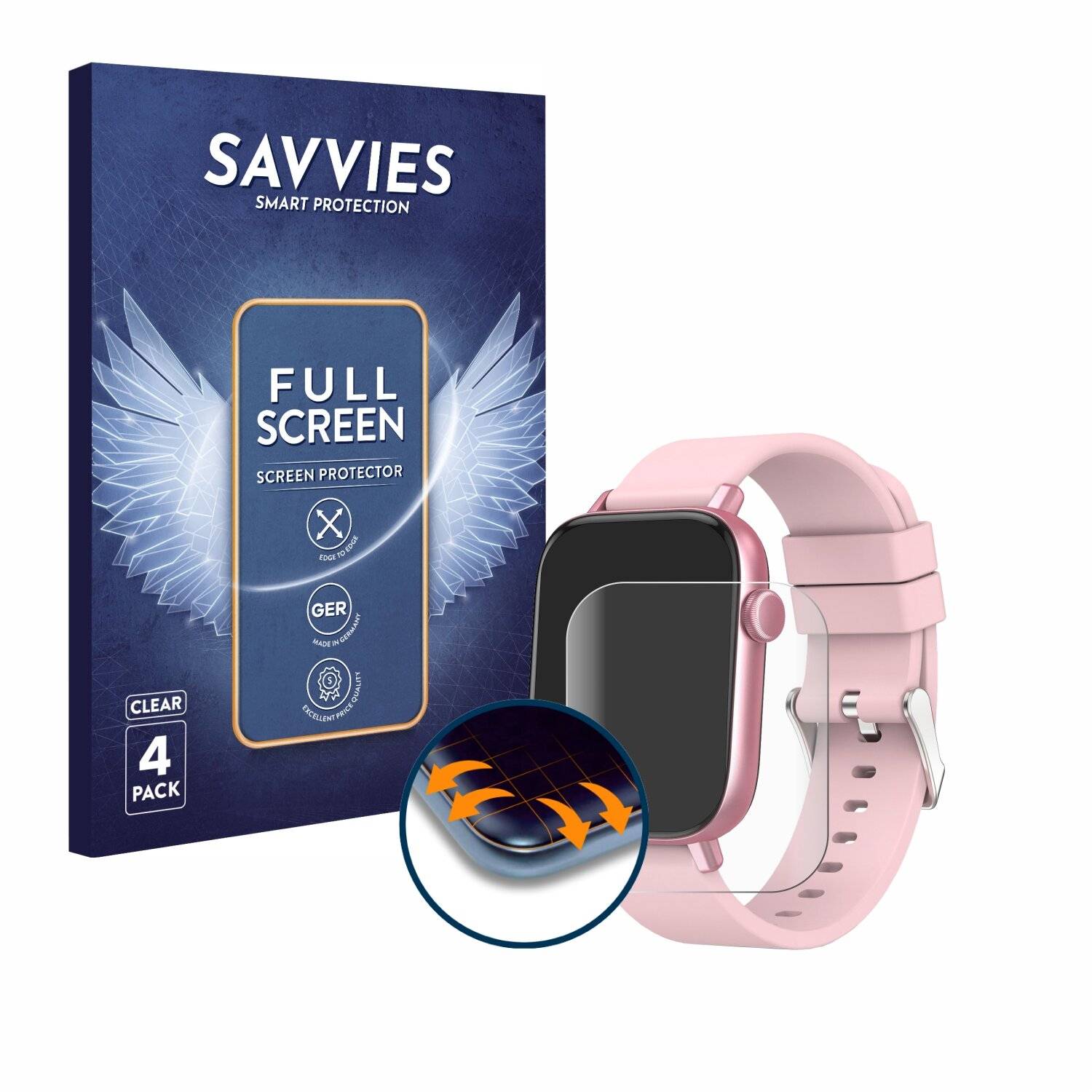 4x Savvies Full-Screen Folie für Ombar Smartwatch
