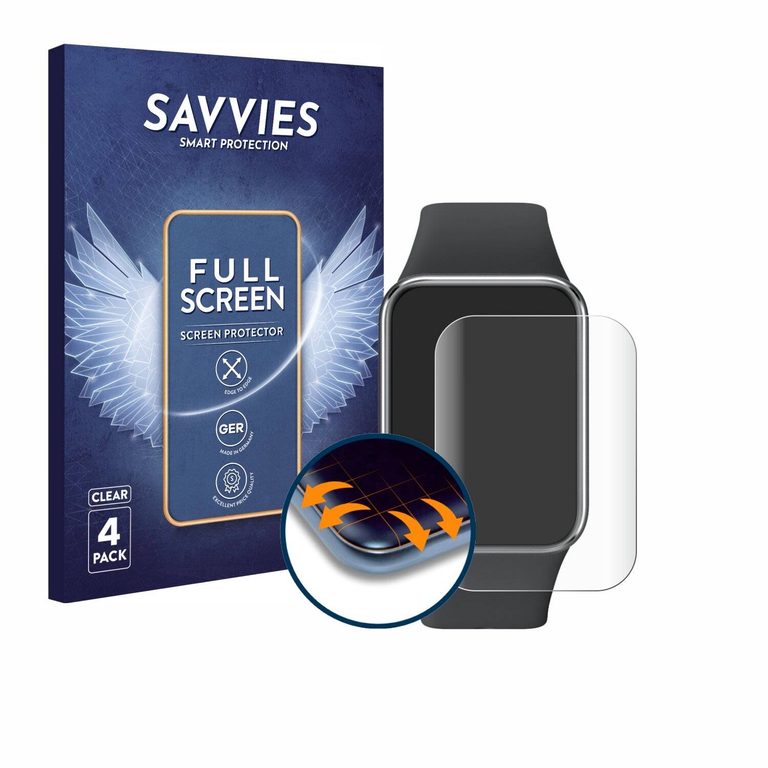 4x Savvies Full-Screen Folie für Xiaomi Smart band 9