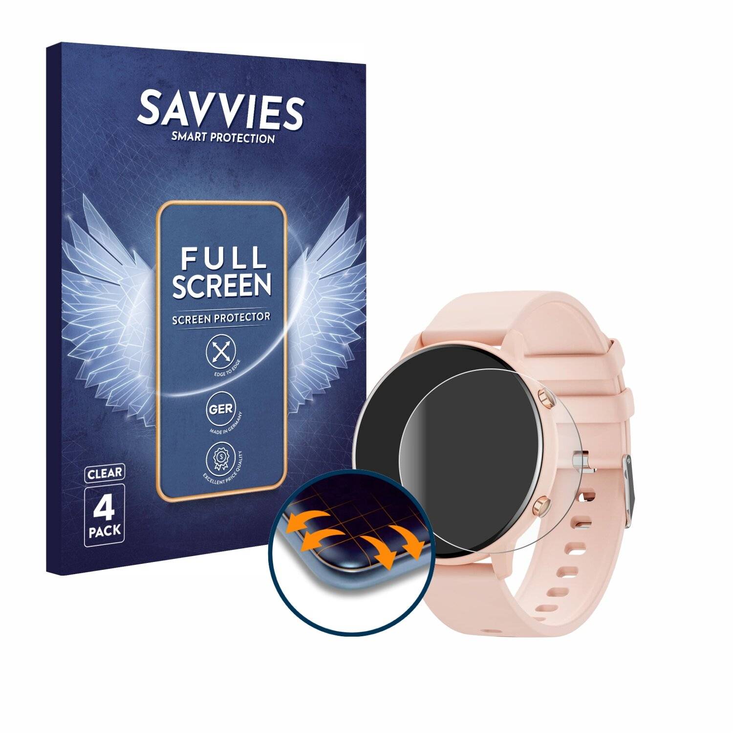 4x Savvies Full-Screen Folie für Hwagol Smartwatch G25